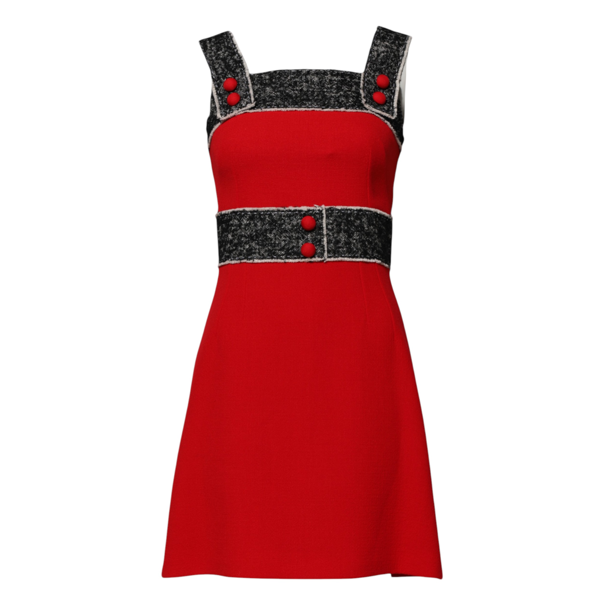 Dolce & Gabbana Red Wool Sleeveless A-line Flared Mini Dress - Image 5