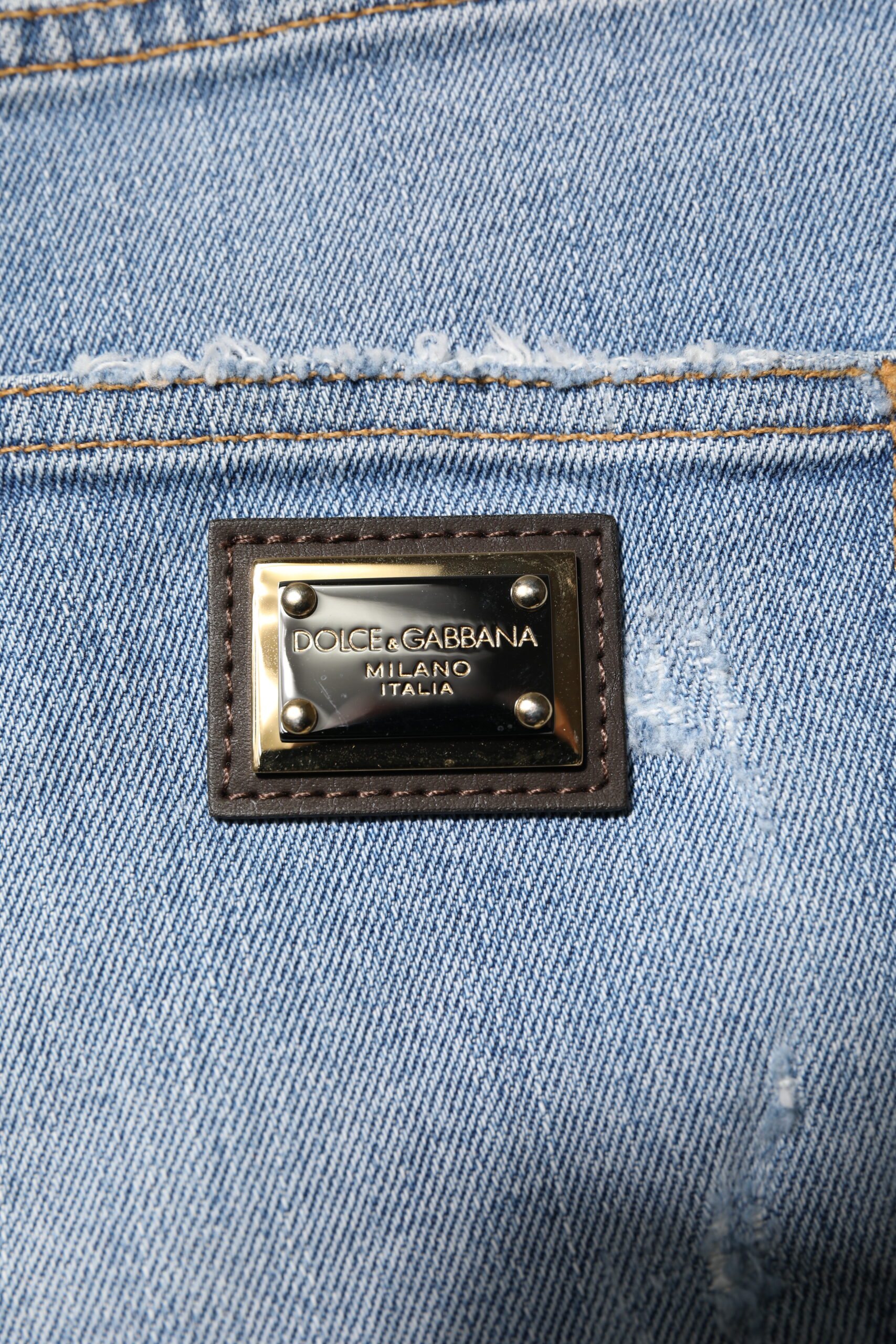 Dolce & Gabbana Blue Tattered Denim Cotton Hot Pants Shorts - Image 5
