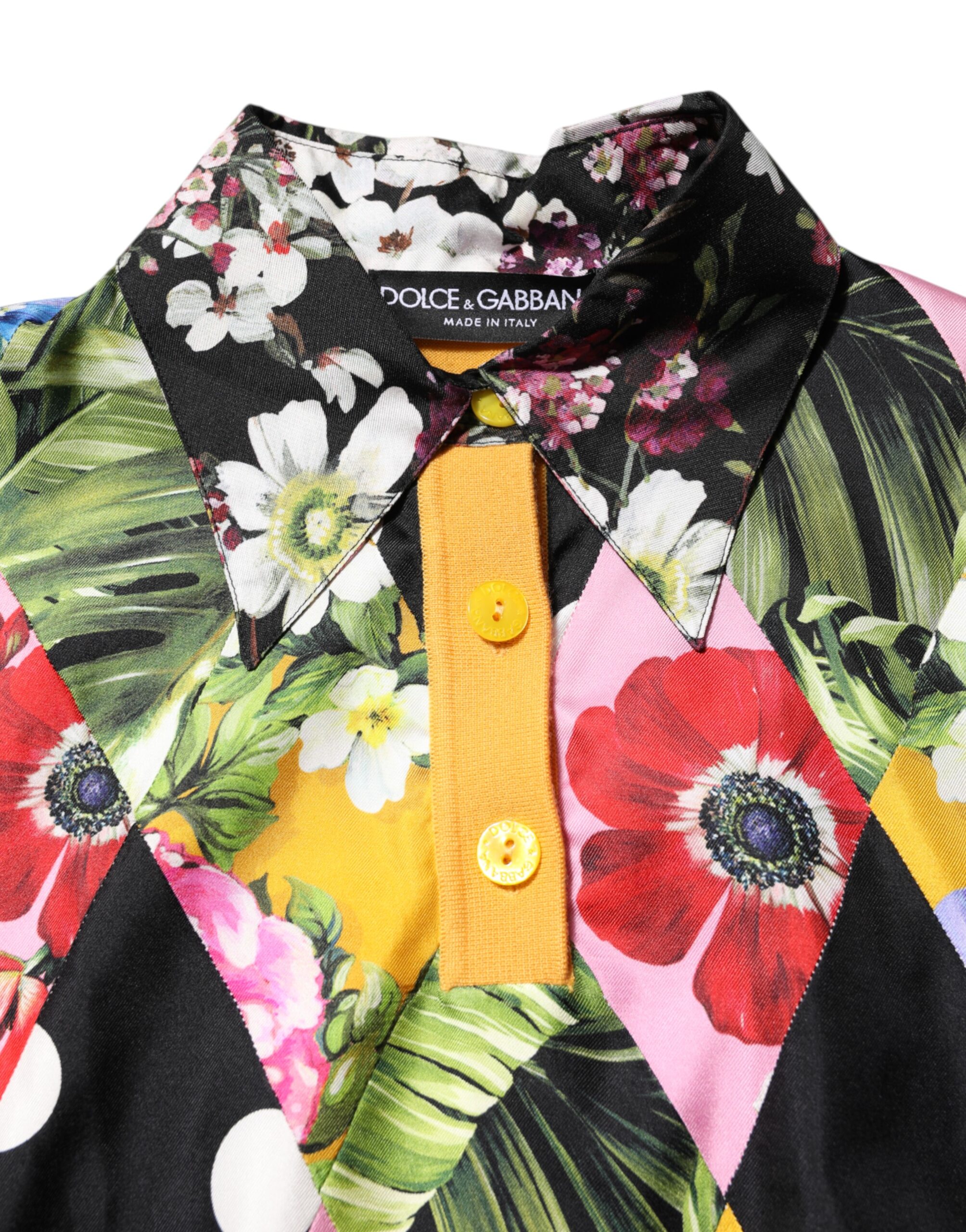 Dolce & Gabbana Multicolor Floral Long Sleeves Polo Top - Image 5