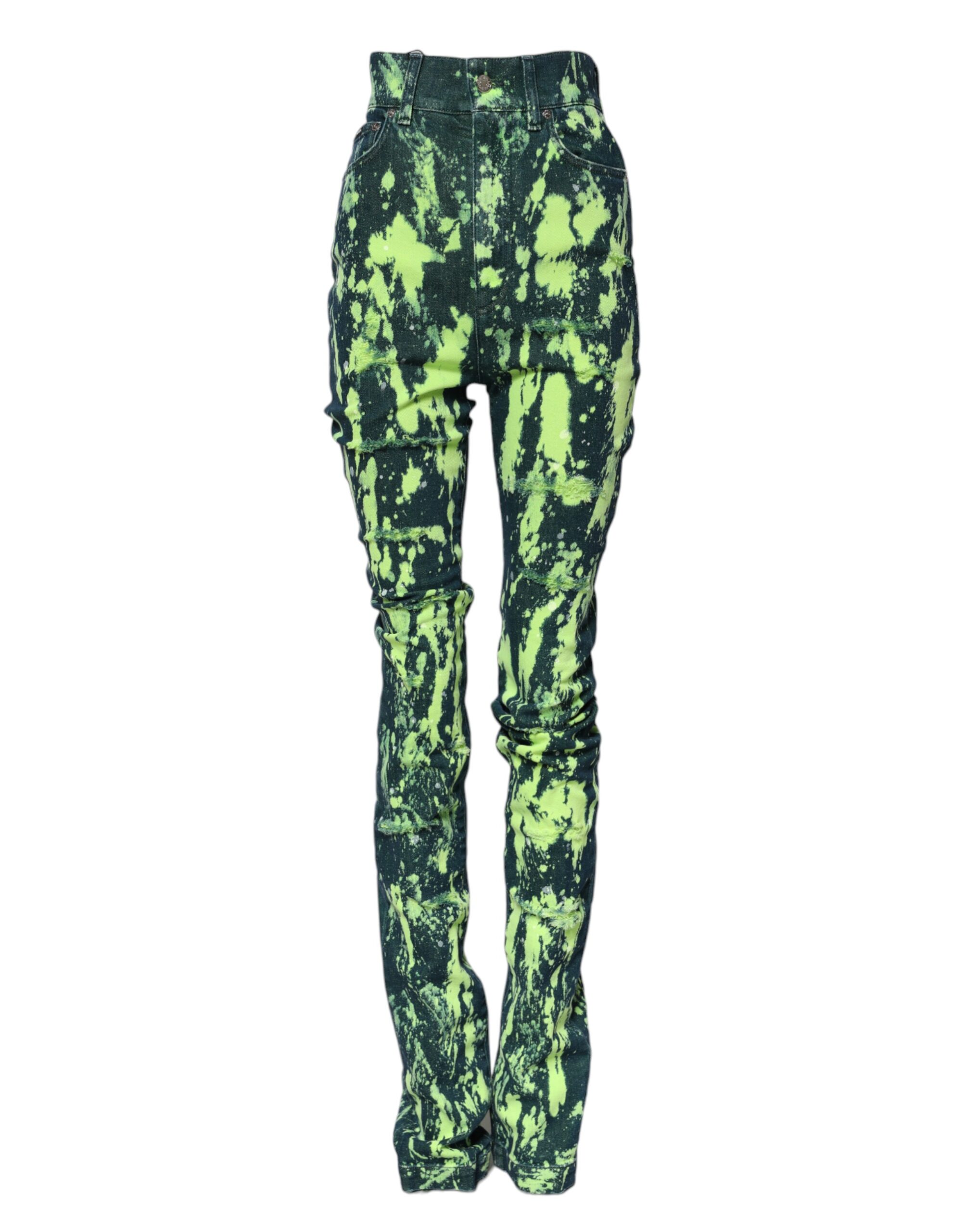 Dolce & Gabbana Green Color Splash High Waist Denim Jeans - Image 2