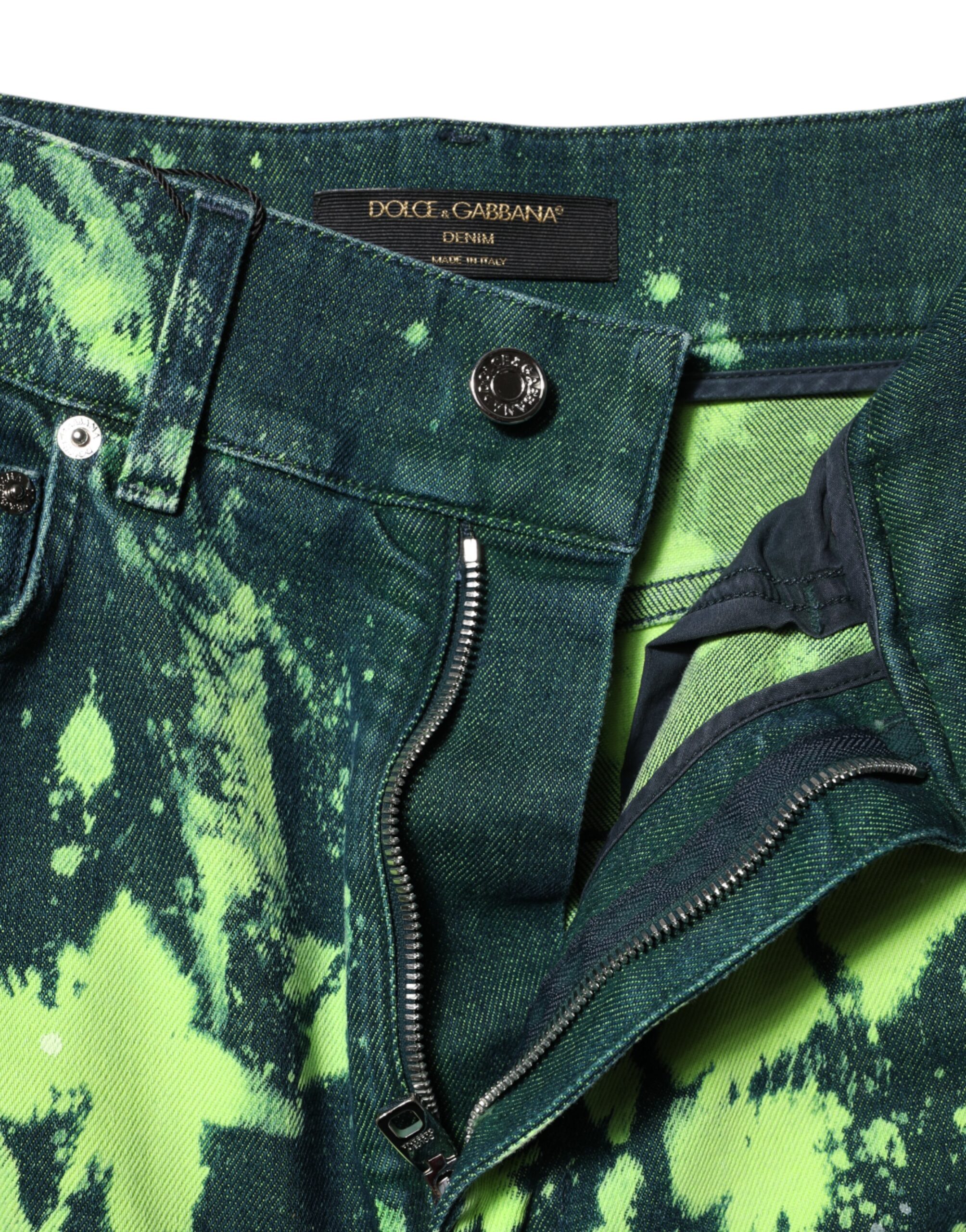 Dolce & Gabbana Green Color Splash High Waist Denim Jeans - Image 4