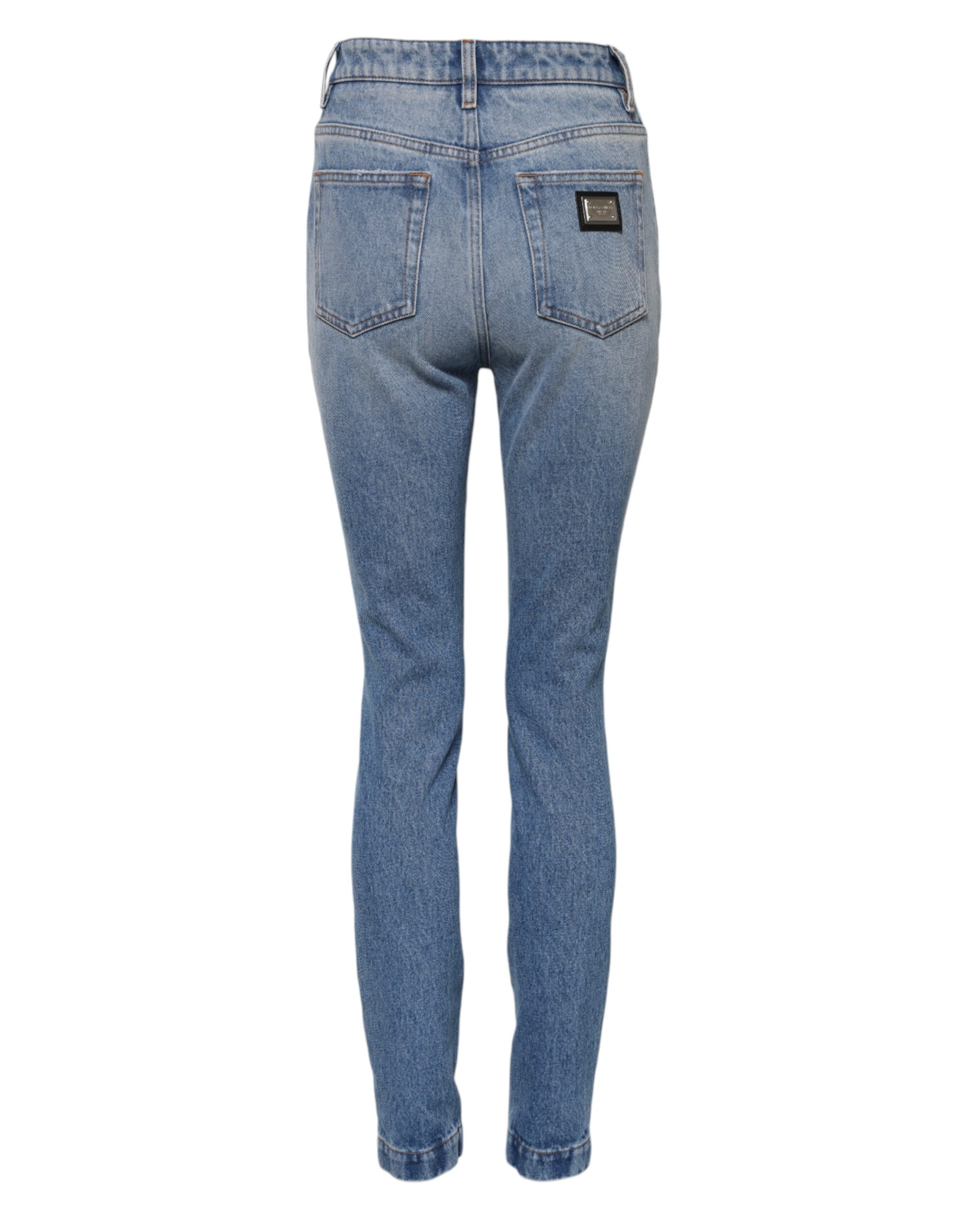Dolce & Gabbana Blue Washed Skinny High Waist Denim Jeans - Image 3