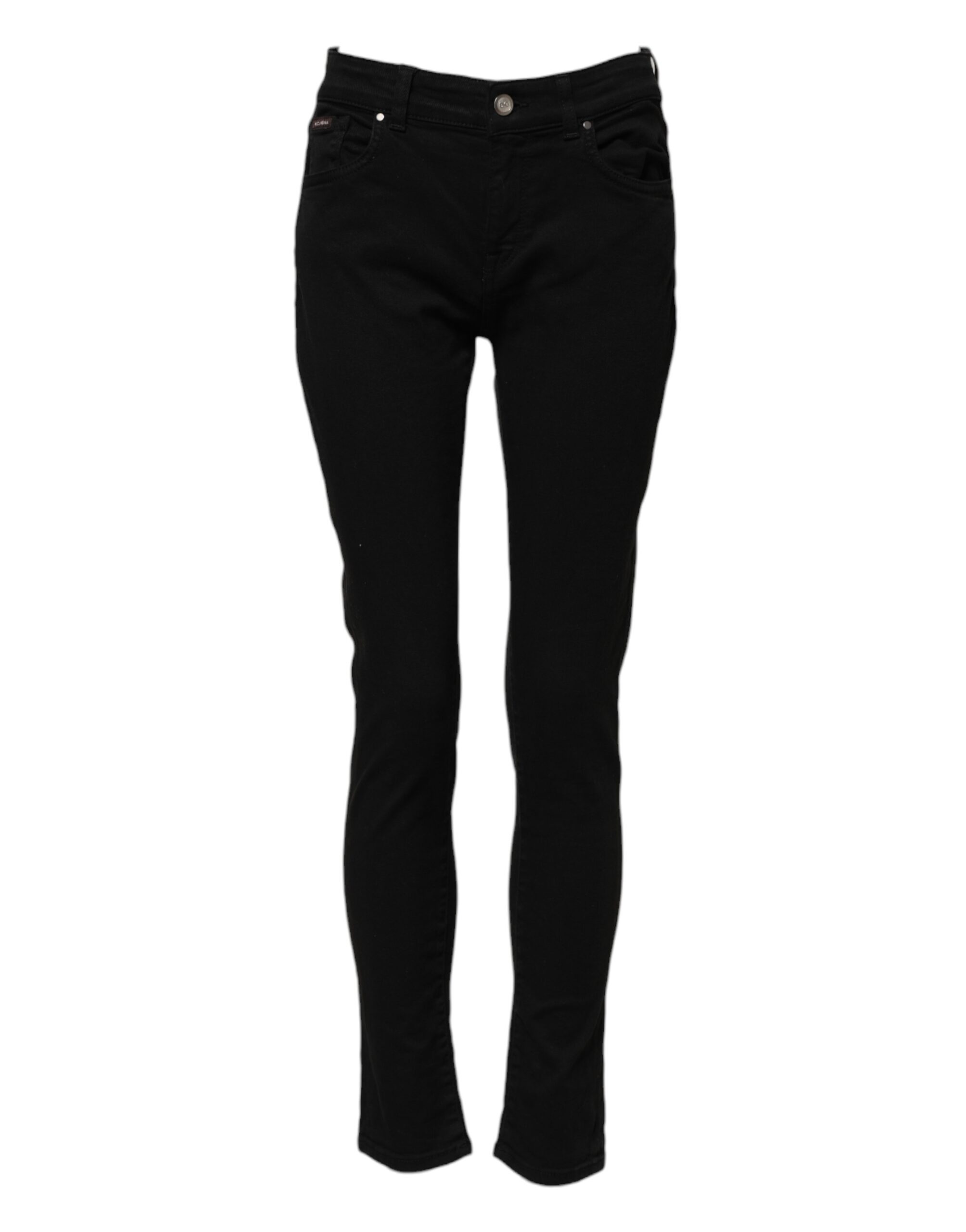 Dolce & Gabbana Black Cotton Logo Skinny Mid Waist Denim Jeans - Image 2