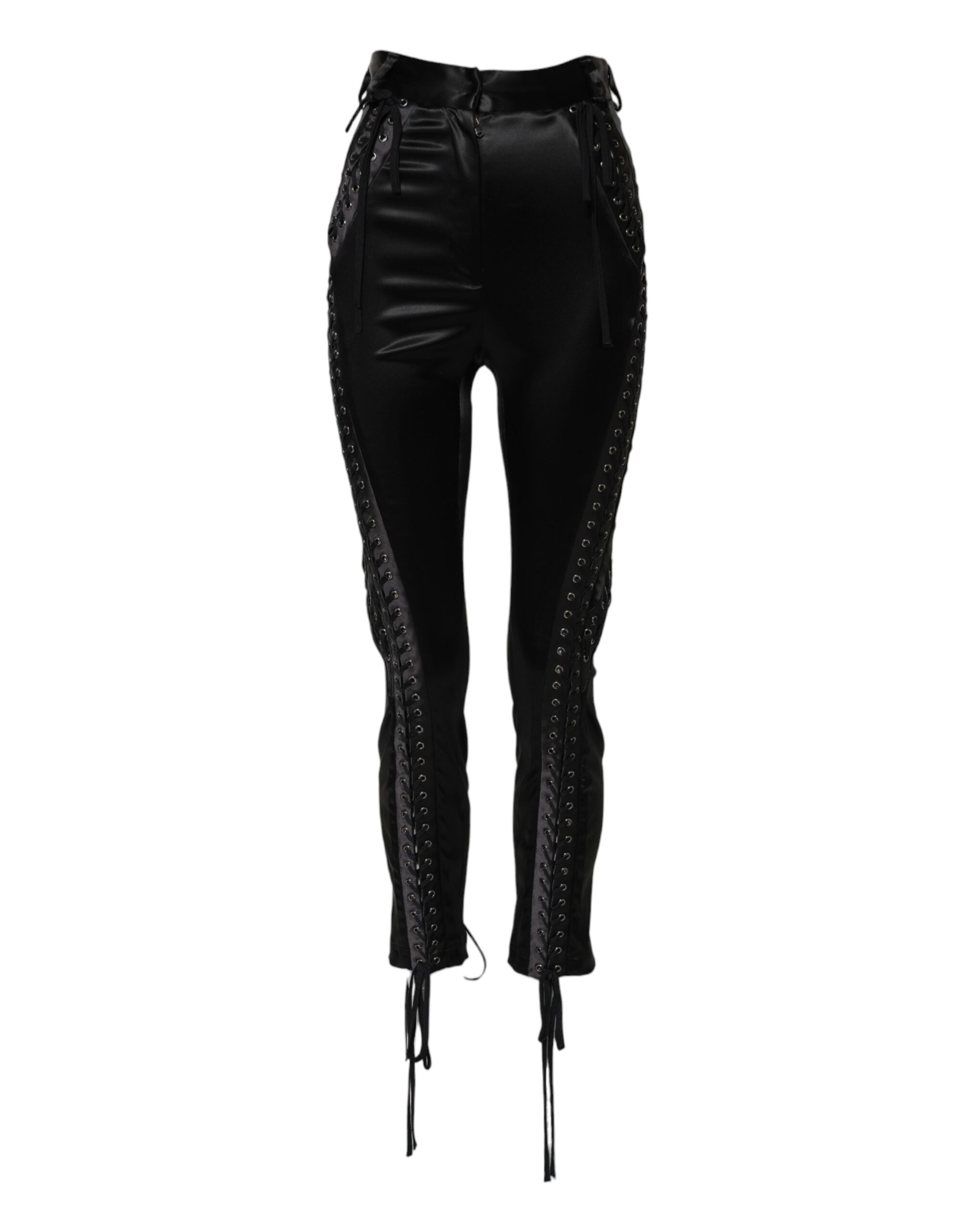 Dolce & Gabbana Black Lace Details High Waist Skinny Pants - Image 2