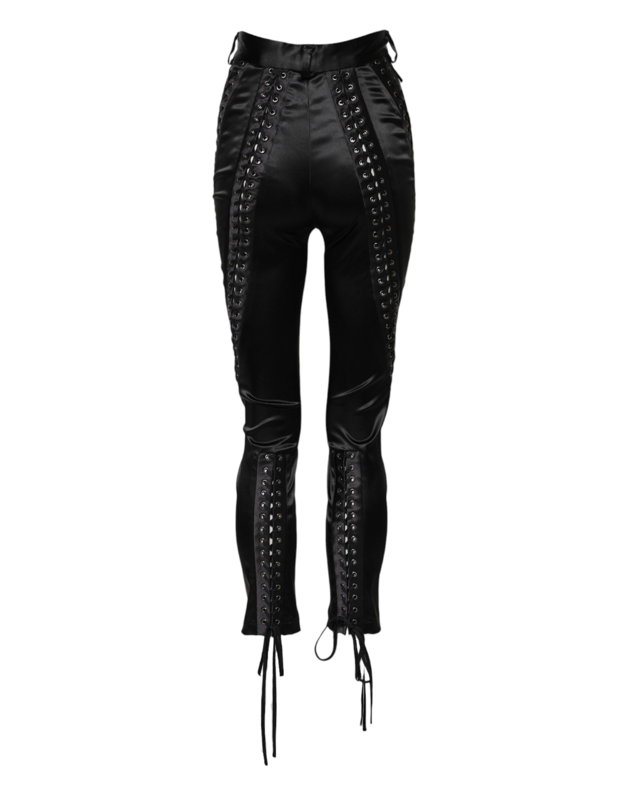 Dolce & Gabbana Black Lace Details High Waist Skinny Pants - Image 3