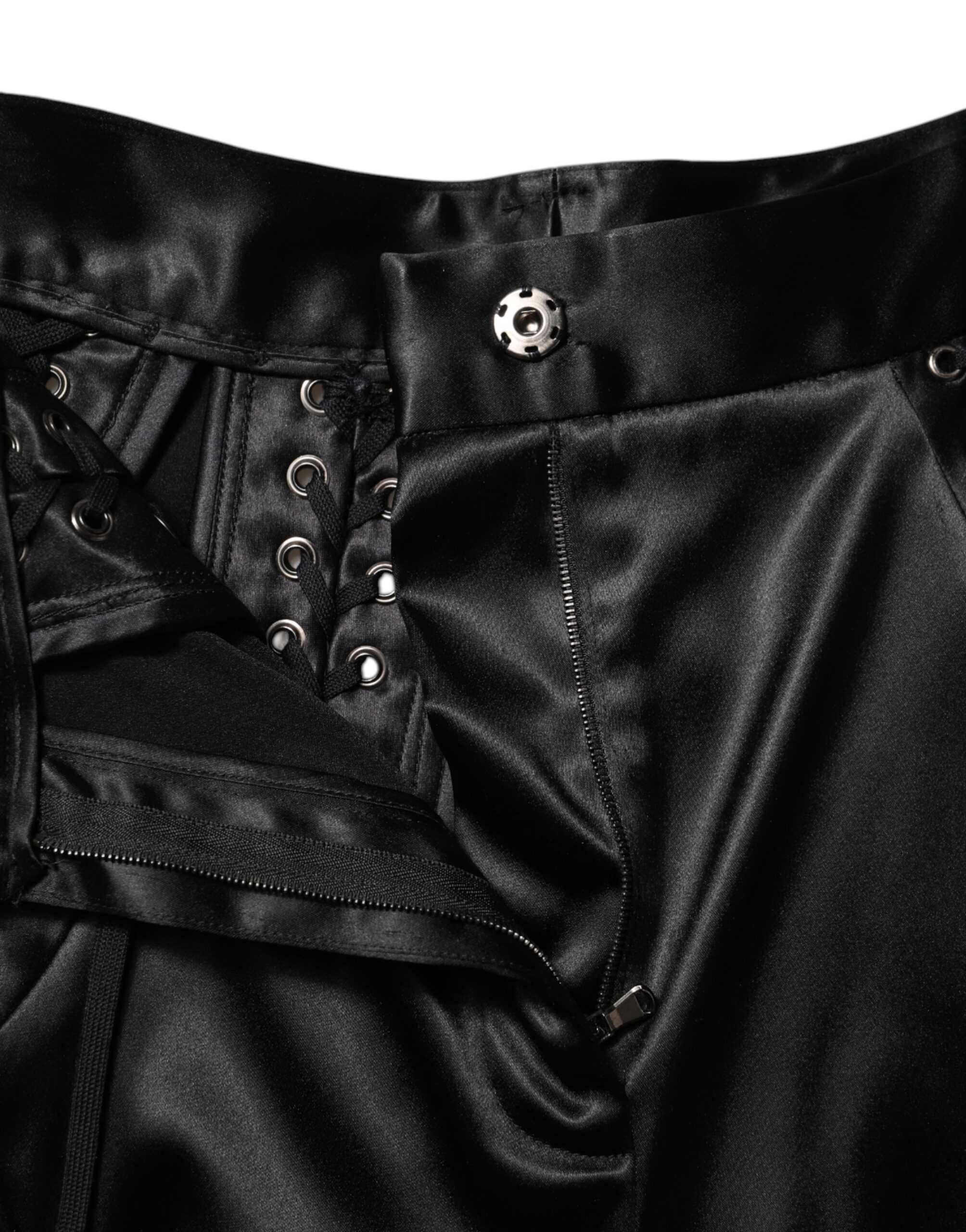 Dolce & Gabbana Black Lace Details High Waist Skinny Pants - Image 4