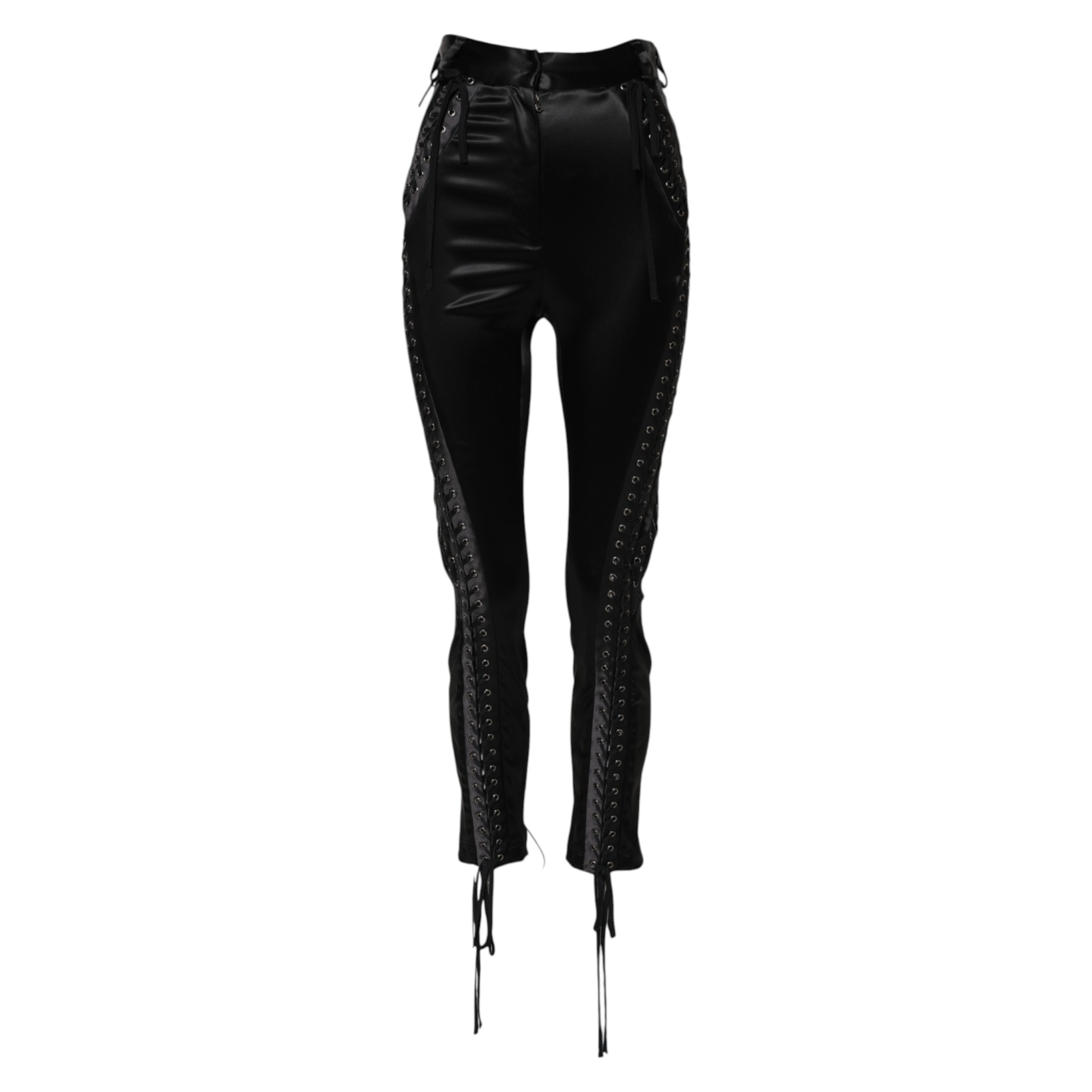 Dolce & Gabbana Black Lace Details High Waist Skinny Pants - Image 5