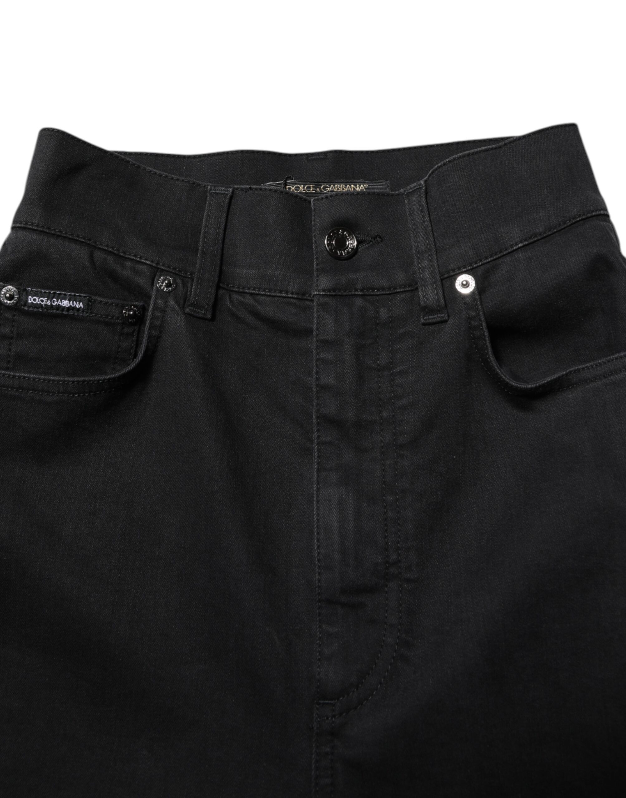 Dolce & Gabbana Black Cotton High Waist Skinny Denim Jeans - Image 4