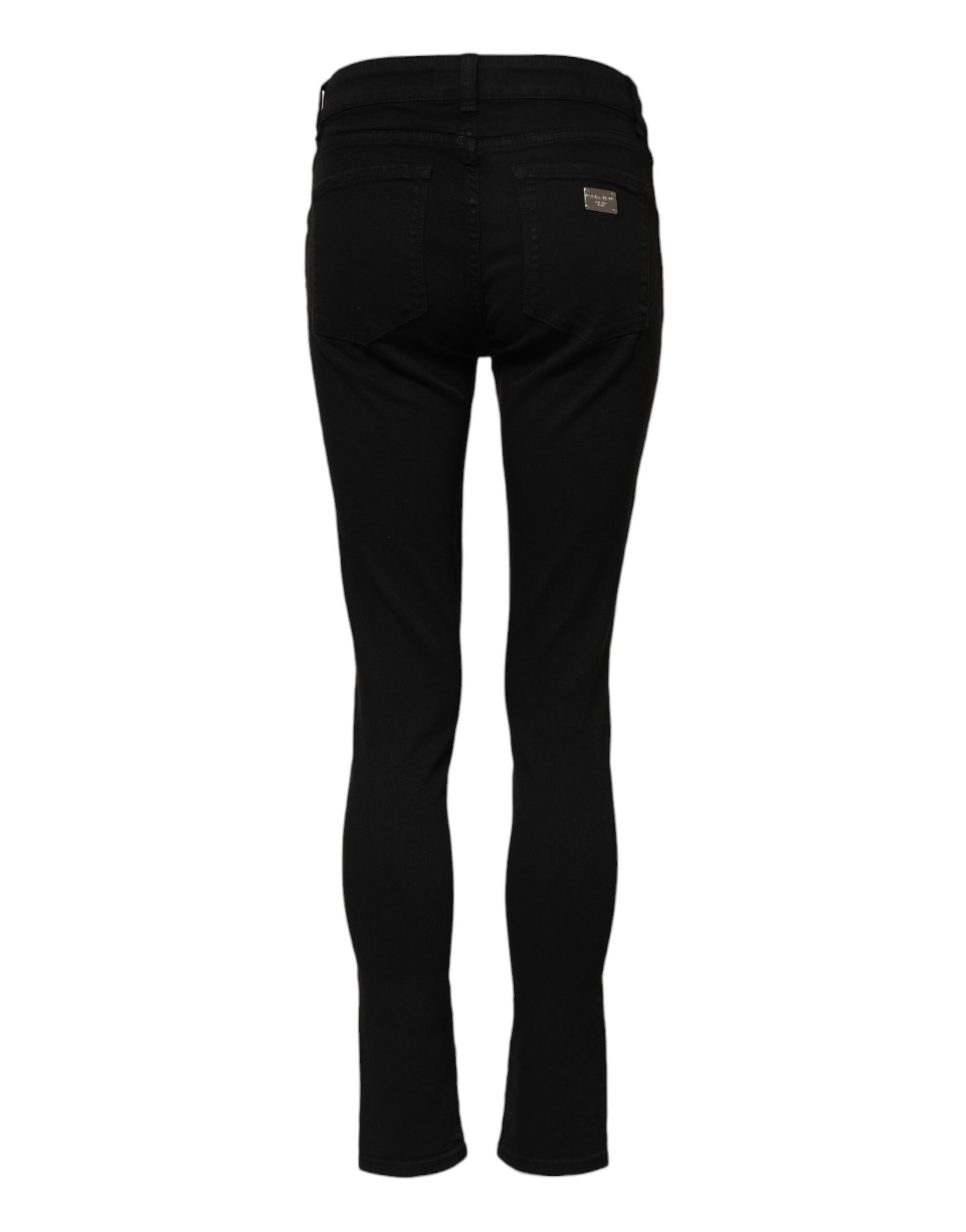 Dolce & Gabbana Black Cotton Skinny Mid Waist Denim Jeans - Image 3