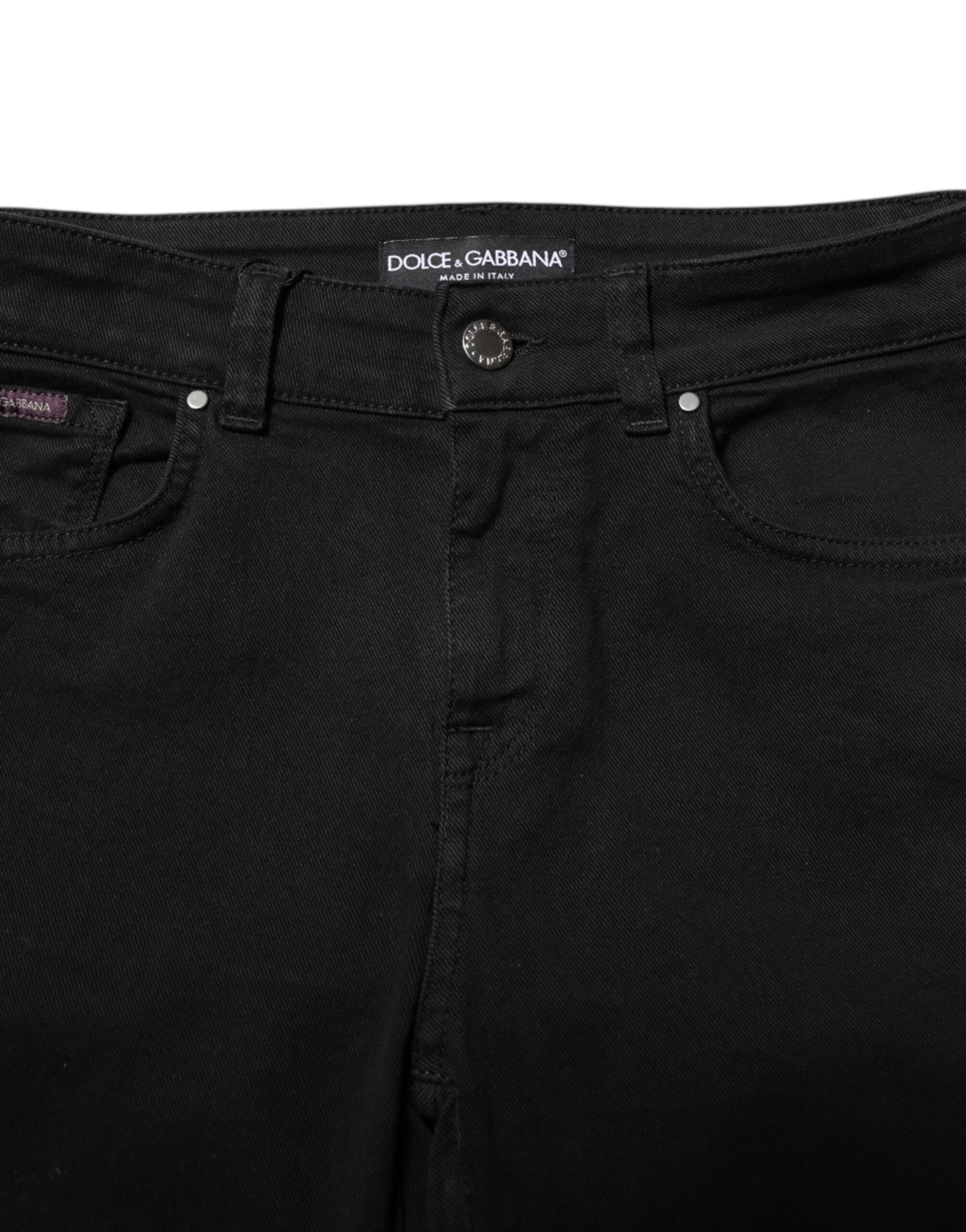 Dolce & Gabbana Black Cotton Skinny Mid Waist Denim Jeans - Image 4