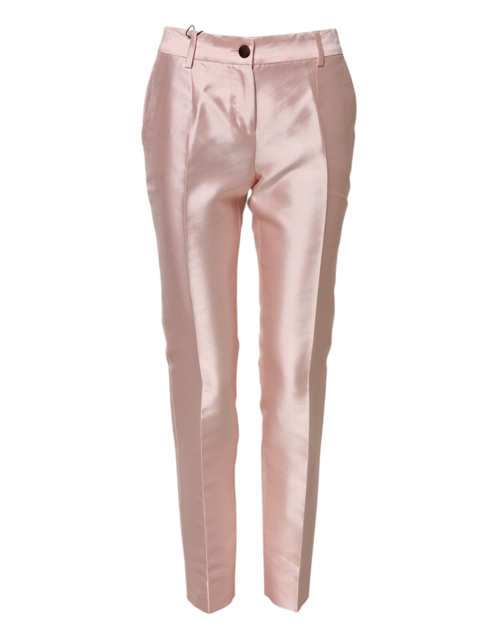 Dolce & Gabbana Pink Satin High Waist Tapered Pants - Image 2