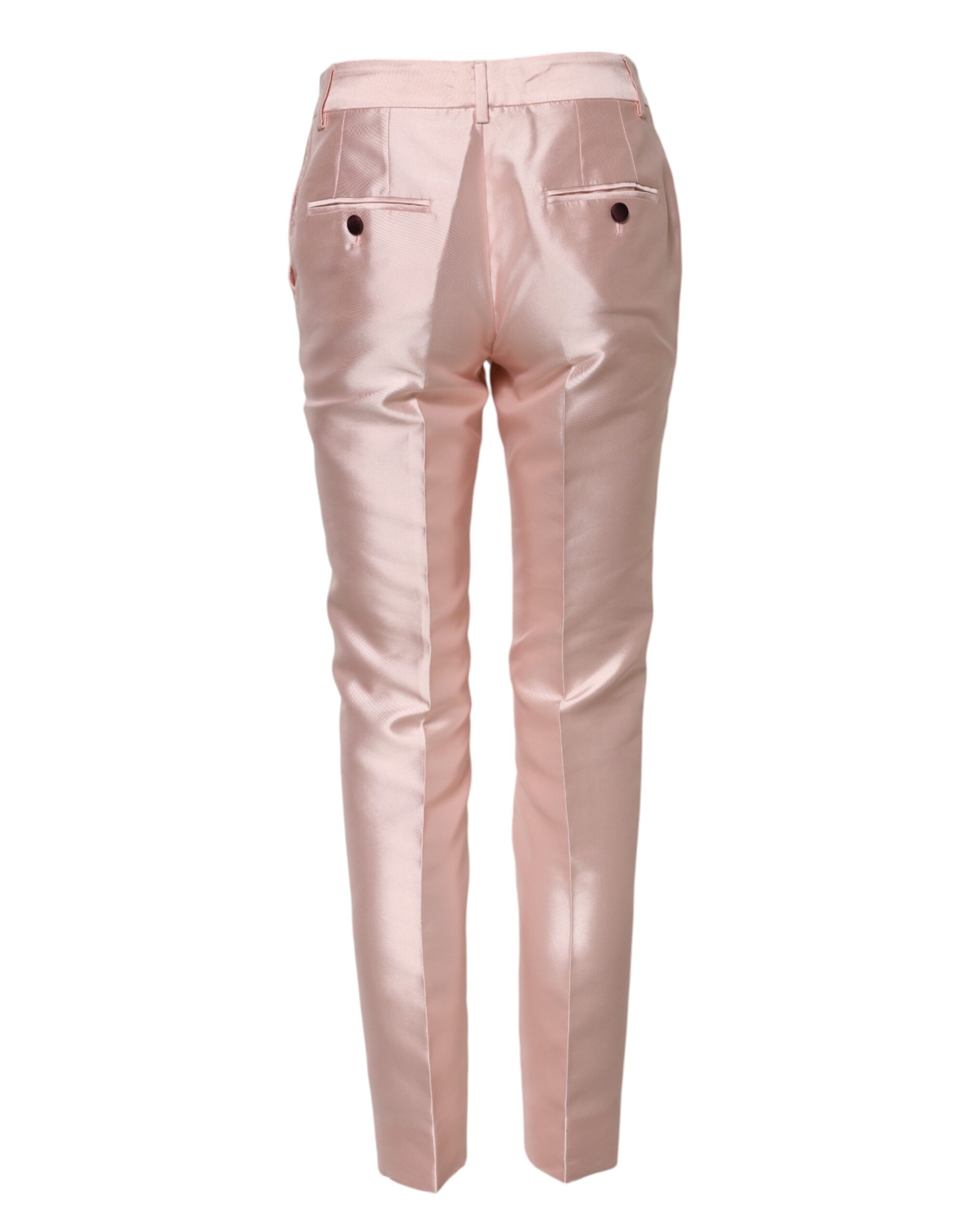Dolce & Gabbana Pink Satin High Waist Tapered Pants - Image 3