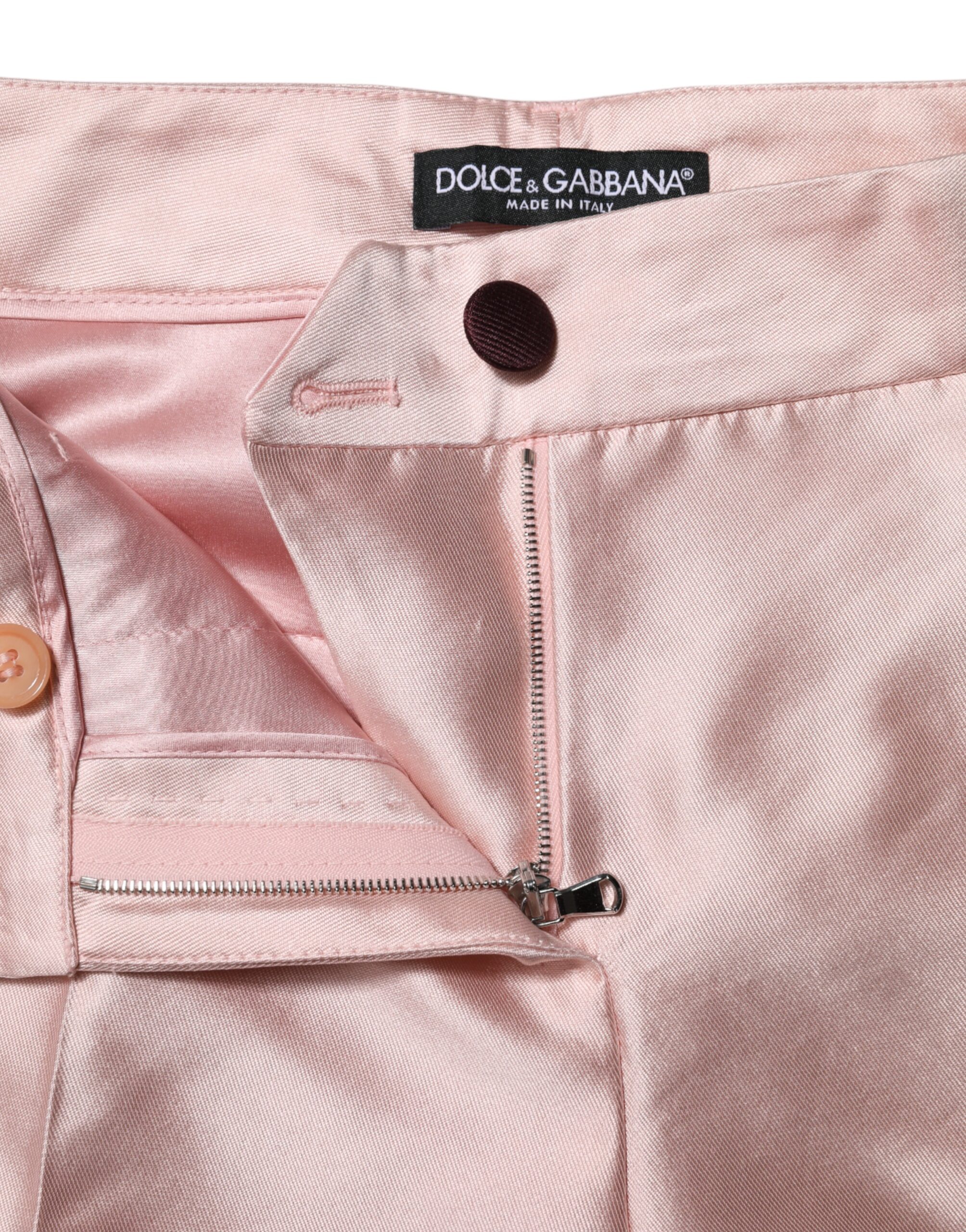 Dolce & Gabbana Pink Satin High Waist Tapered Pants - Image 4