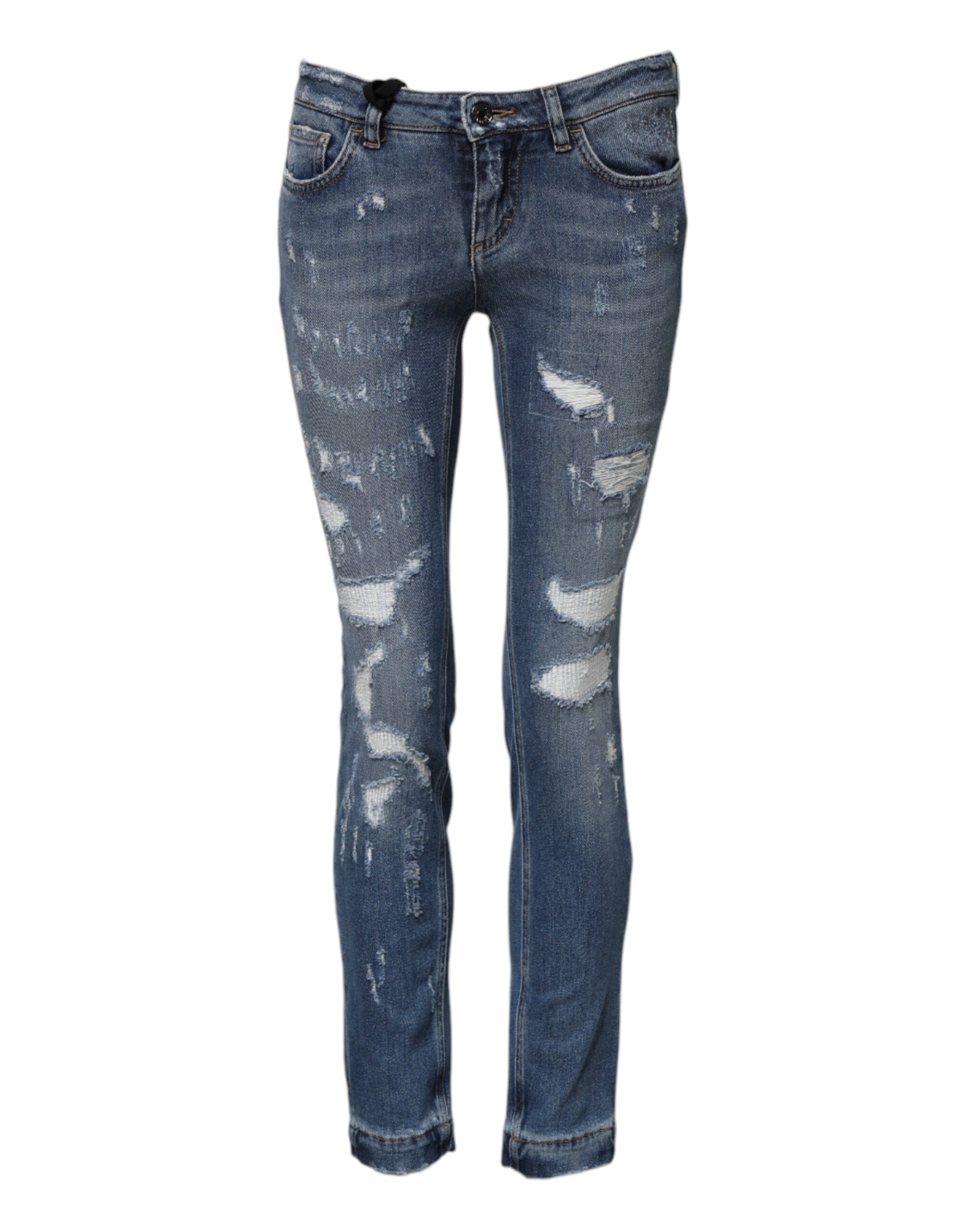 Dolce & Gabbana Blue PRETTY Tattered Skinny Denim Jeans - Image 2