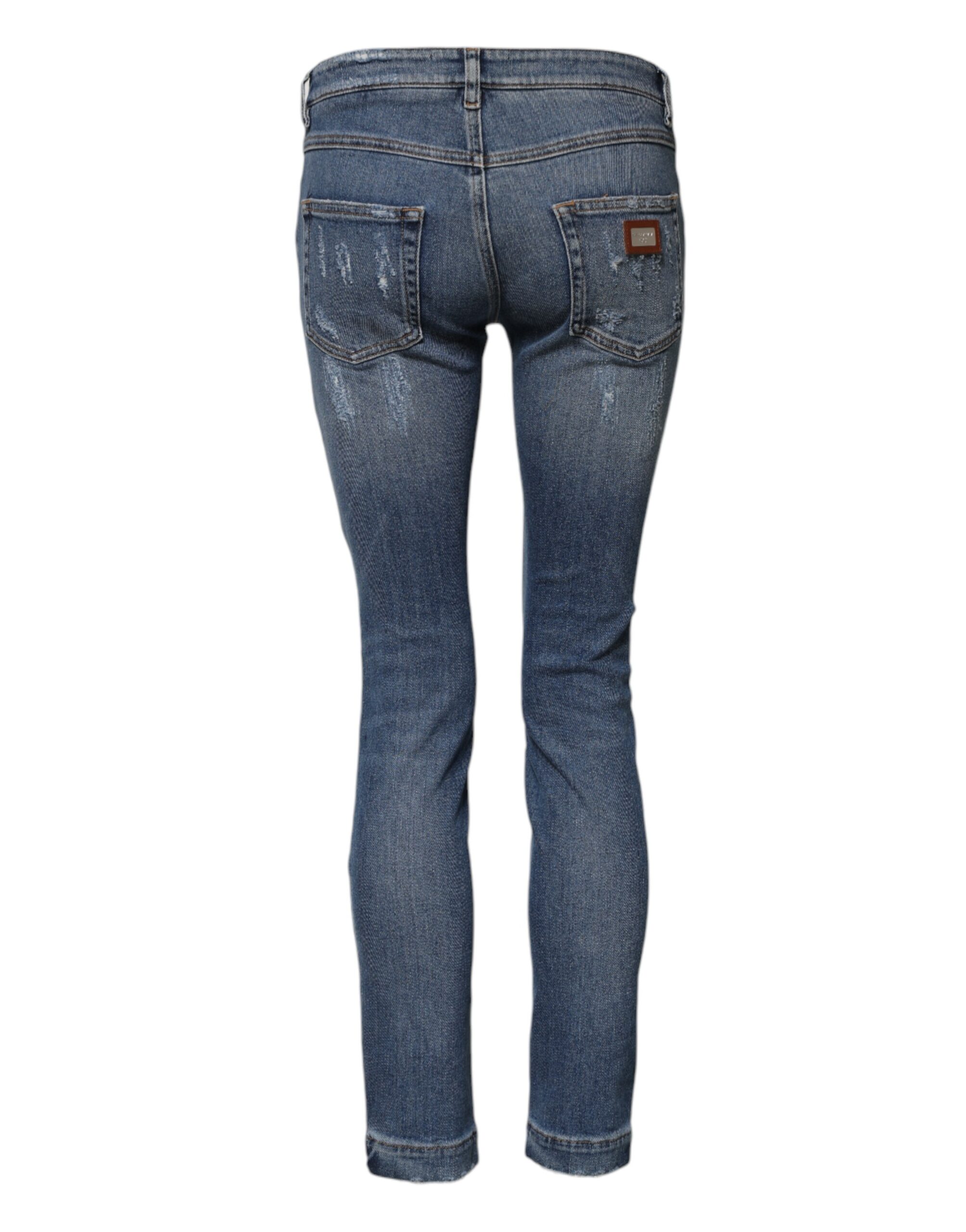 Dolce & Gabbana Blue PRETTY Tattered Skinny Denim Jeans - Image 3
