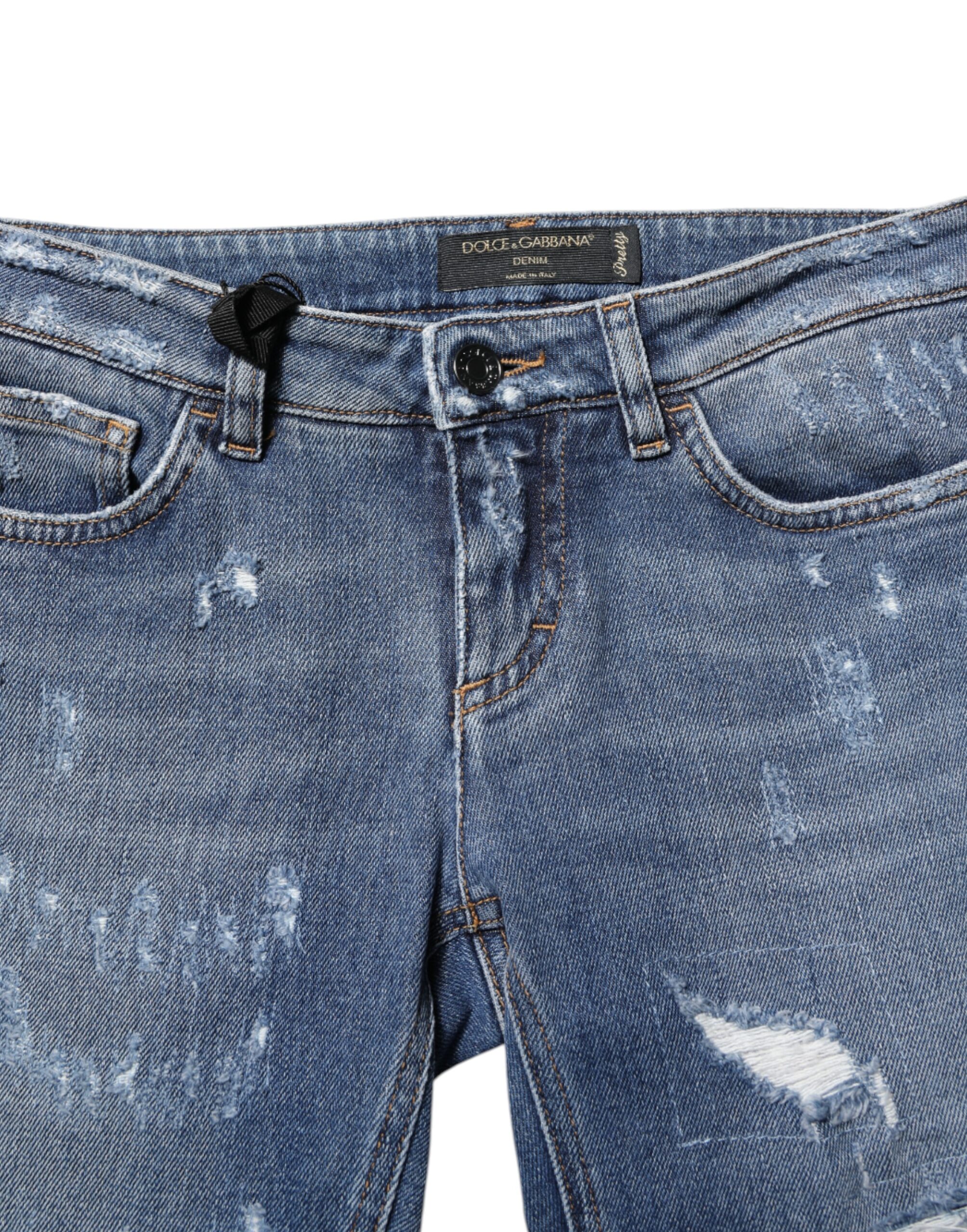 Dolce & Gabbana Blue PRETTY Tattered Skinny Denim Jeans - Image 4