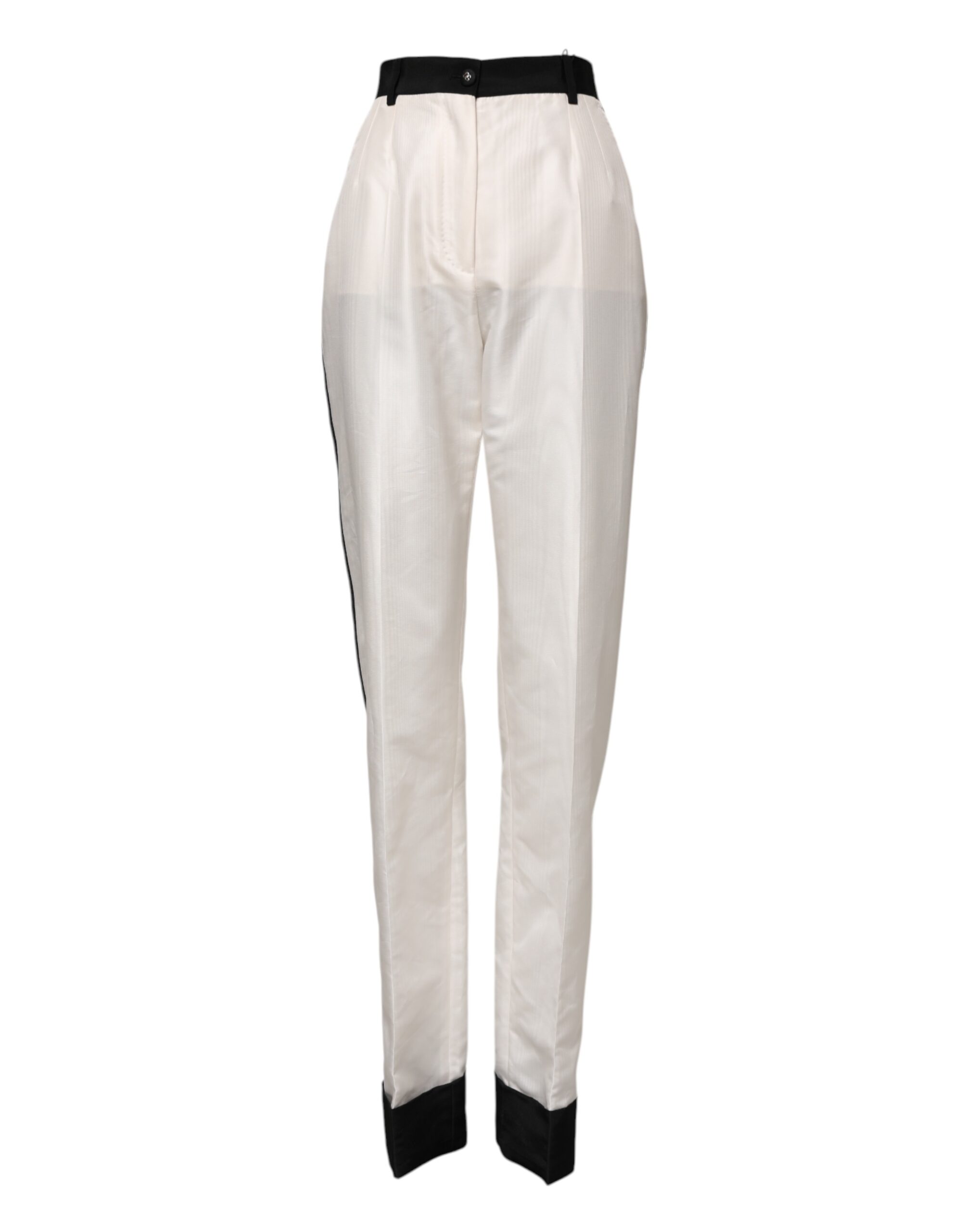 Dolce & Gabbana White High Waist Straight Dress Trouser Pants - Image 2