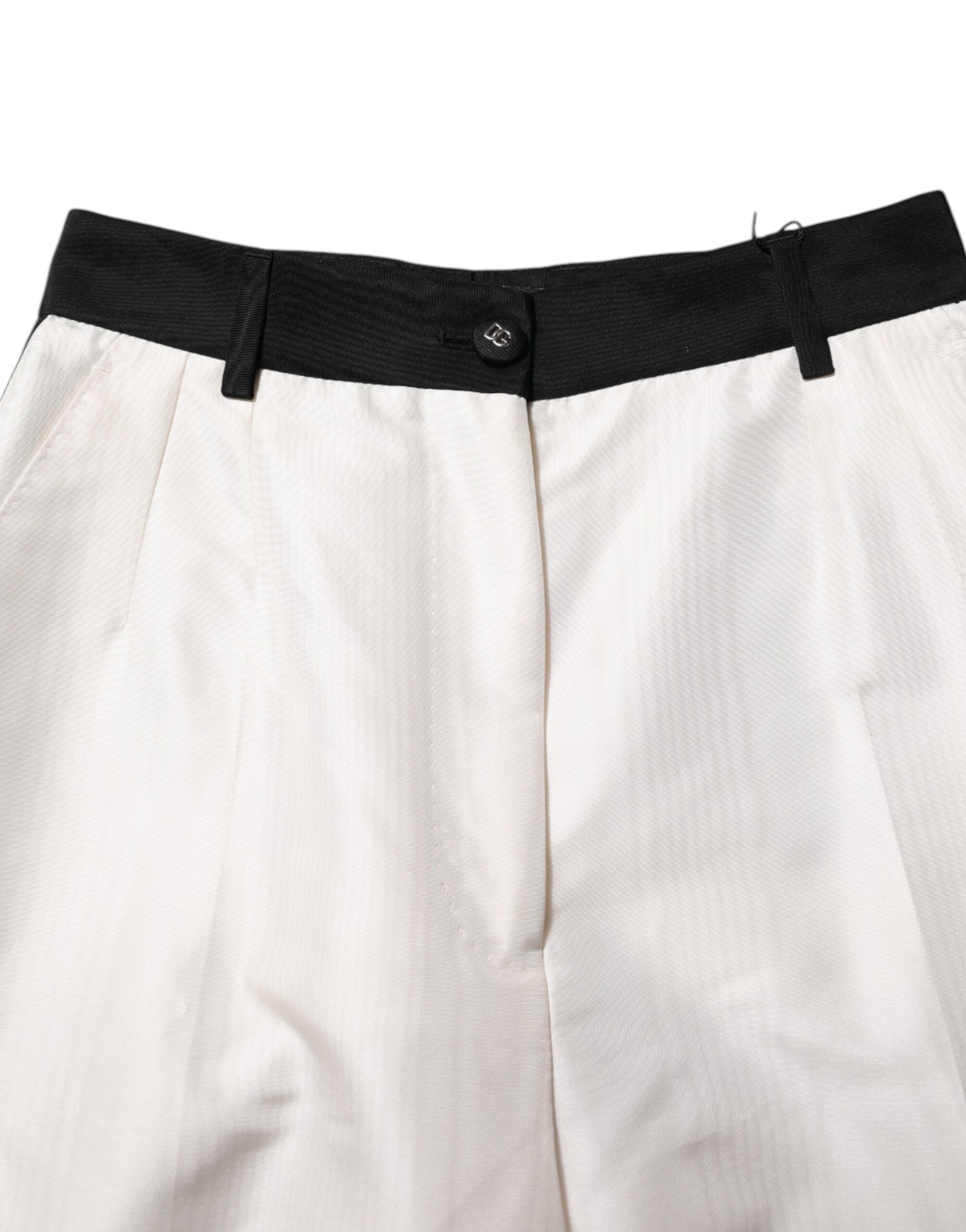 Dolce & Gabbana White High Waist Straight Dress Trouser Pants - Image 4