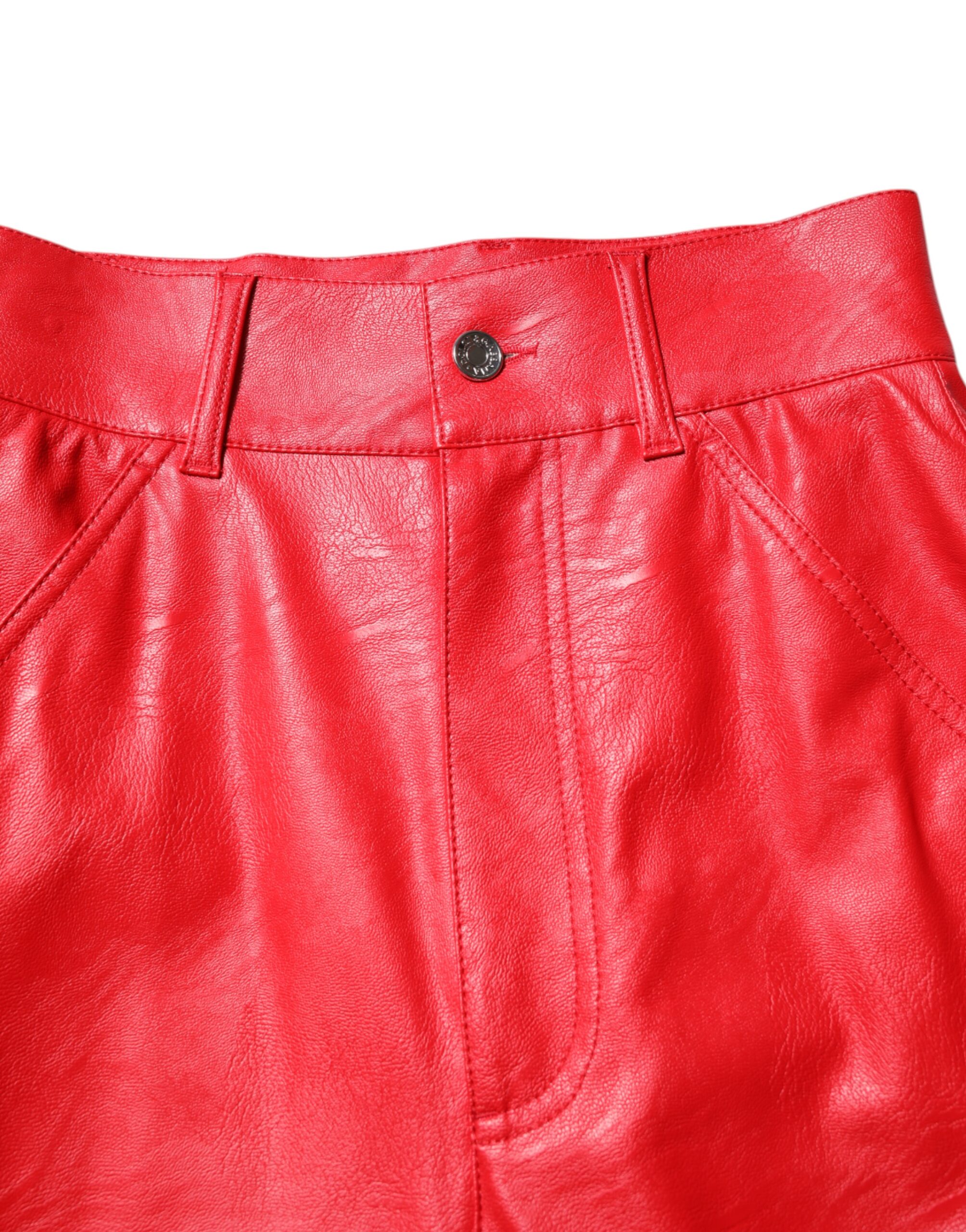 Dolce & Gabbana Red Viscose High Waist Tapered Trouser Pants - Image 4