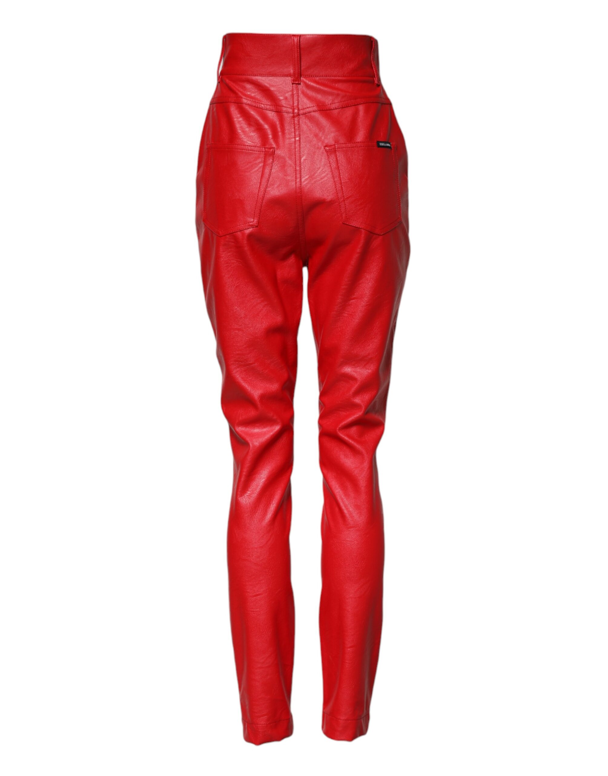 Dolce & Gabbana Red Viscose High Waist Tapered Trouser Pants - Image 3