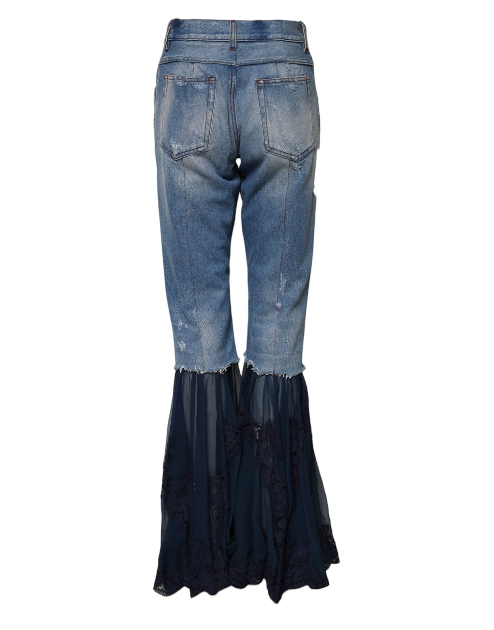 Dolce & Gabbana Blue Cotton High Waist Flared Denim Jeans - Image 3