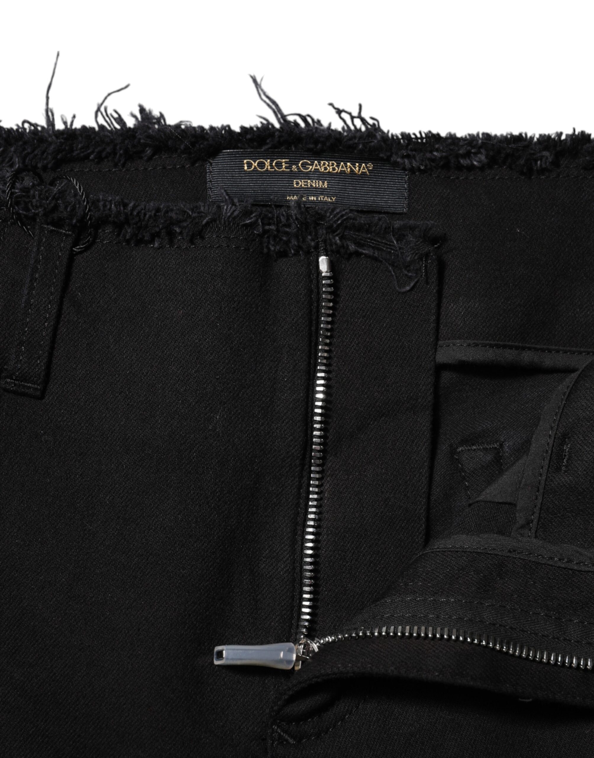 Dolce & Gabbana Black Cotton Mid Waist Flared Denim Jeans - Image 4