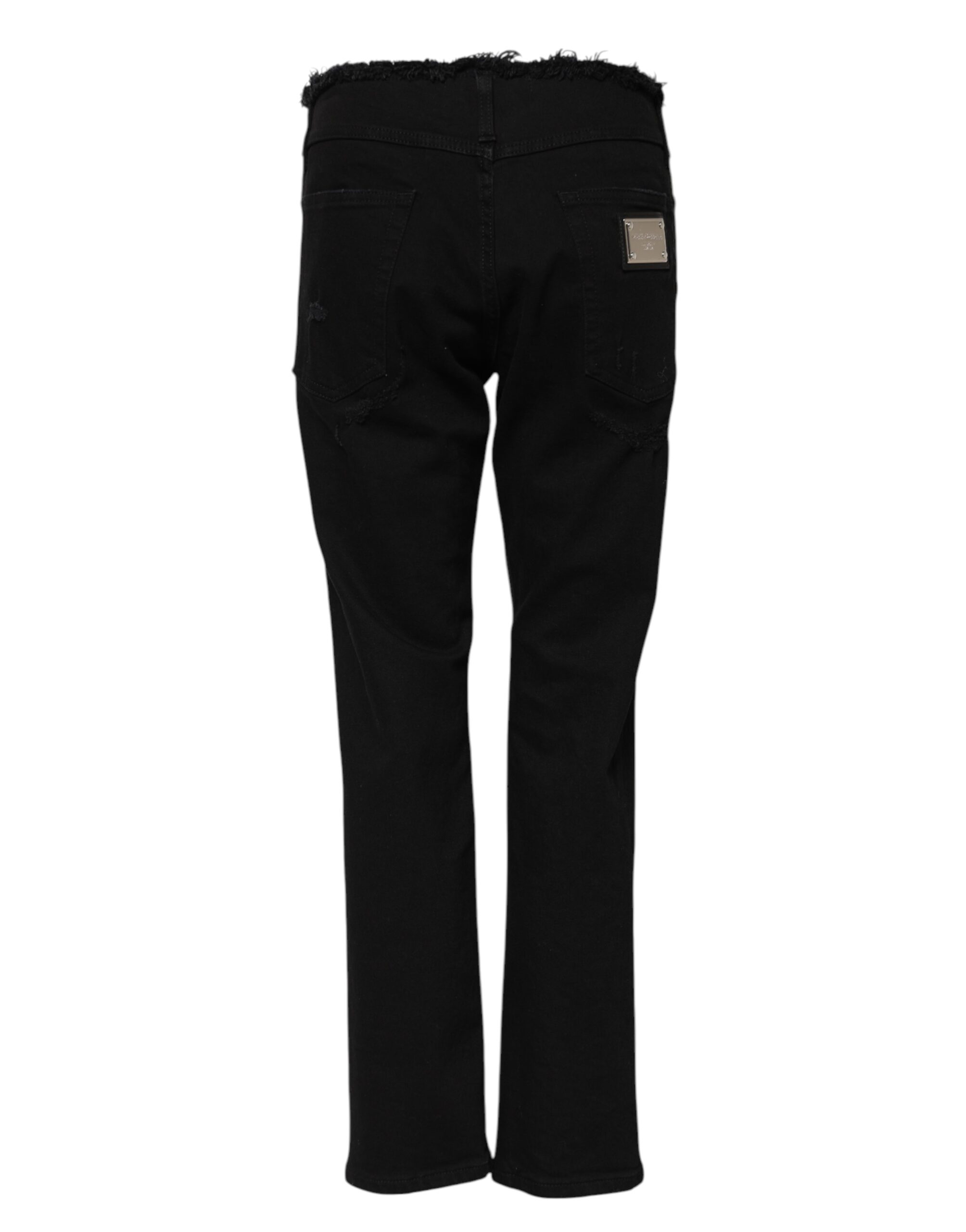 Dolce & Gabbana Black Cotton Mid Waist Flared Denim Jeans - Image 3