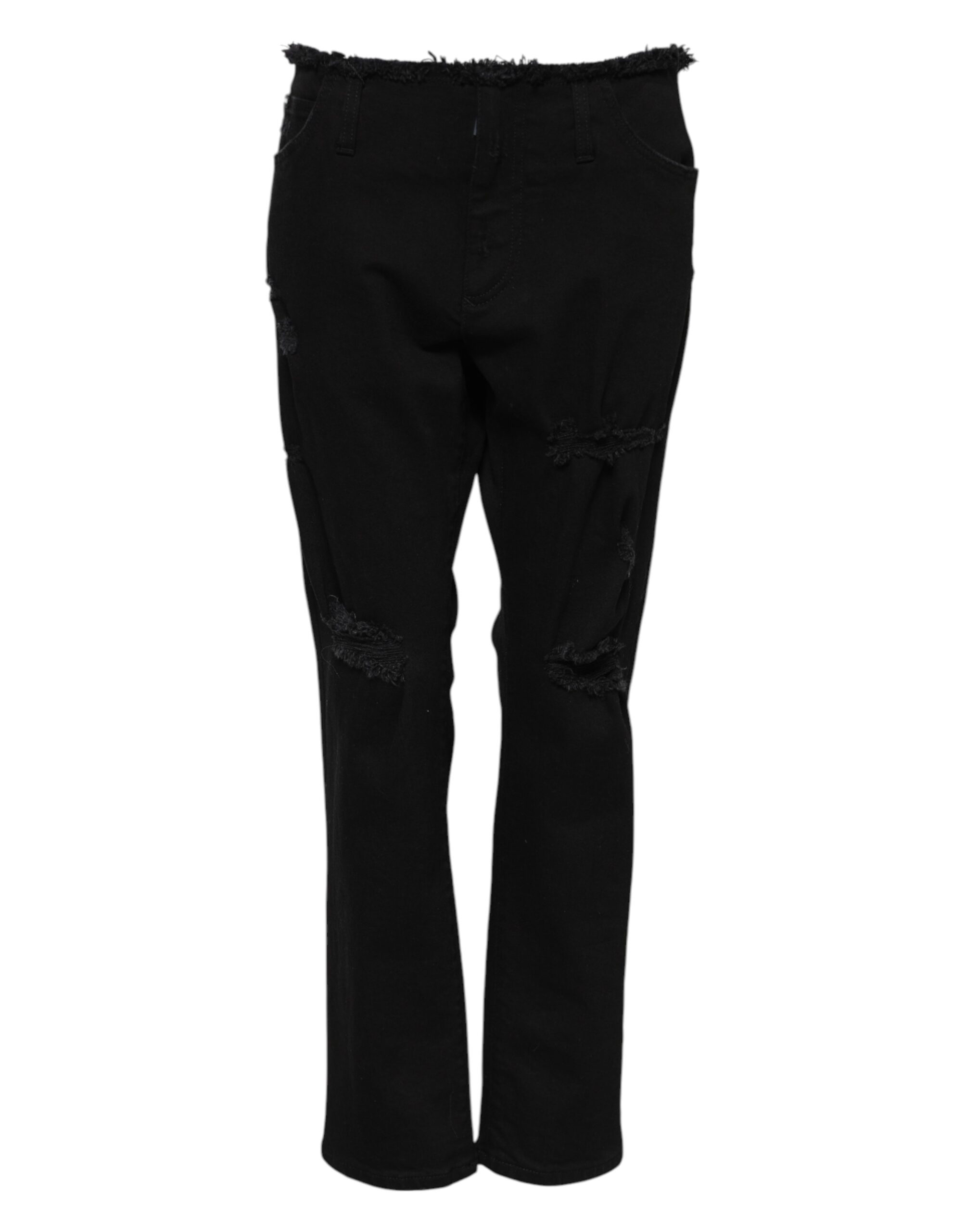 Dolce & Gabbana Black Cotton Mid Waist Flared Denim Jeans - Image 2