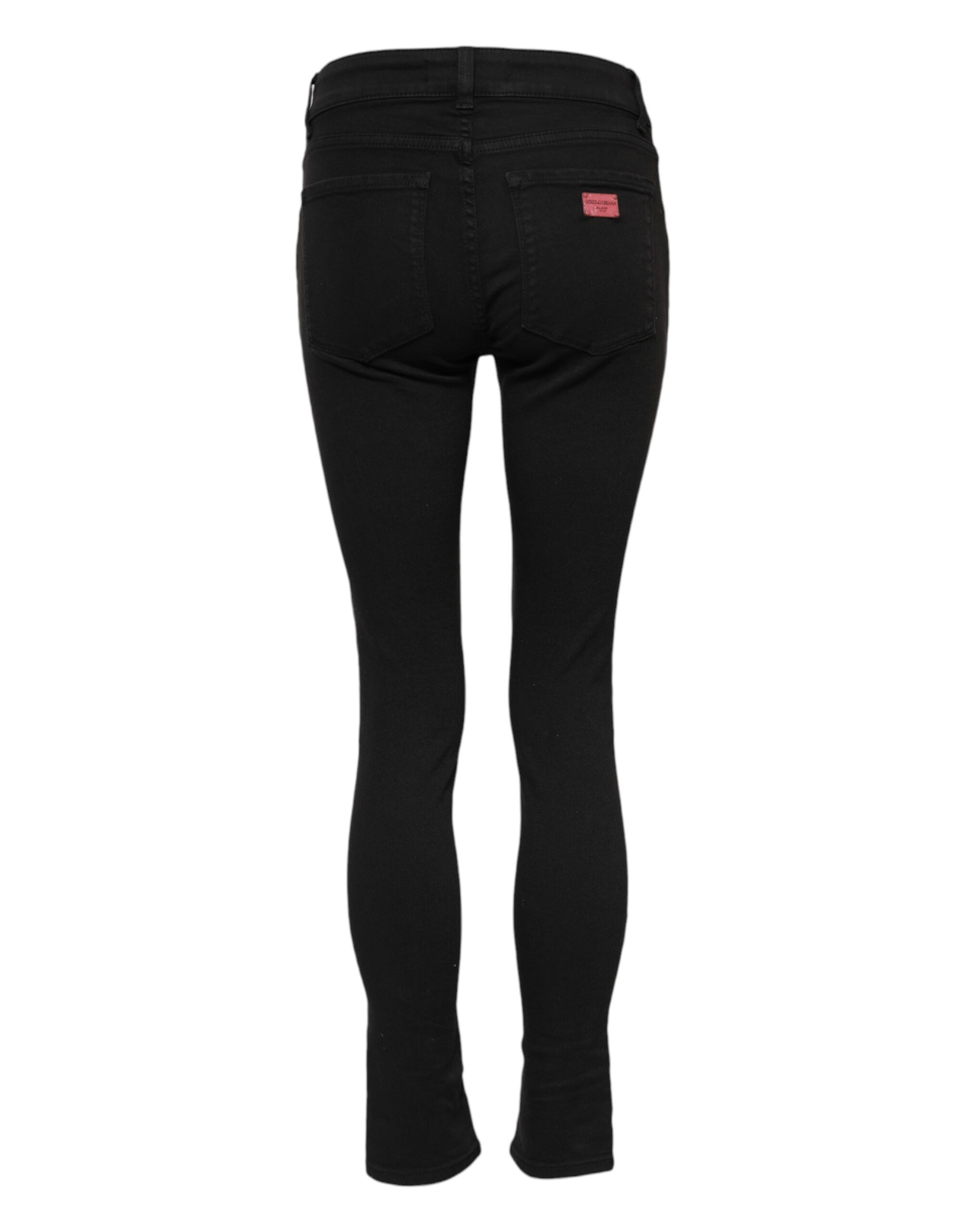 Dolce & Gabbana Black Cotton Skinny Mid Waist Denim Jeans - Image 3