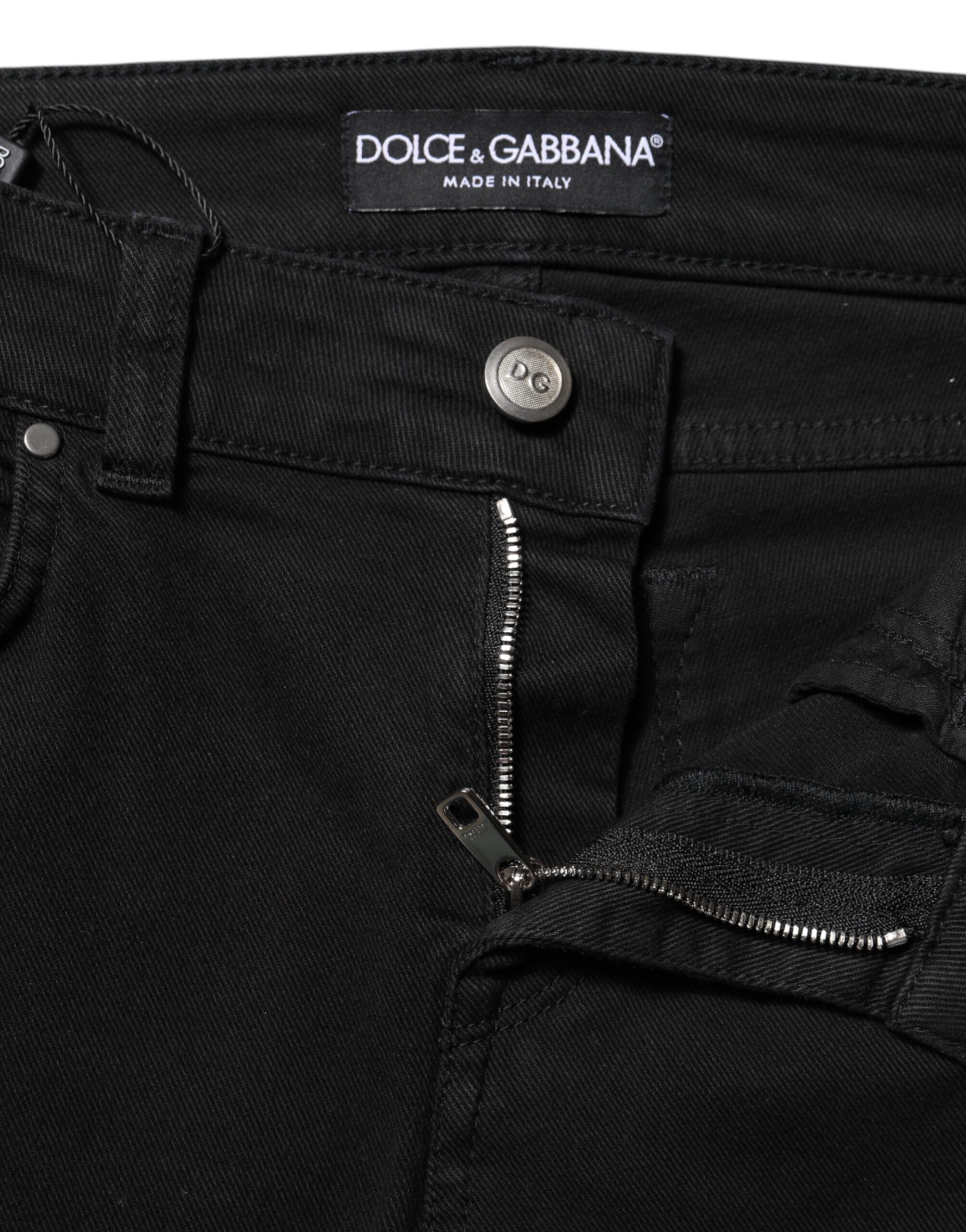 Dolce & Gabbana Black Cotton Skinny Mid Waist Denim Jeans - Image 4