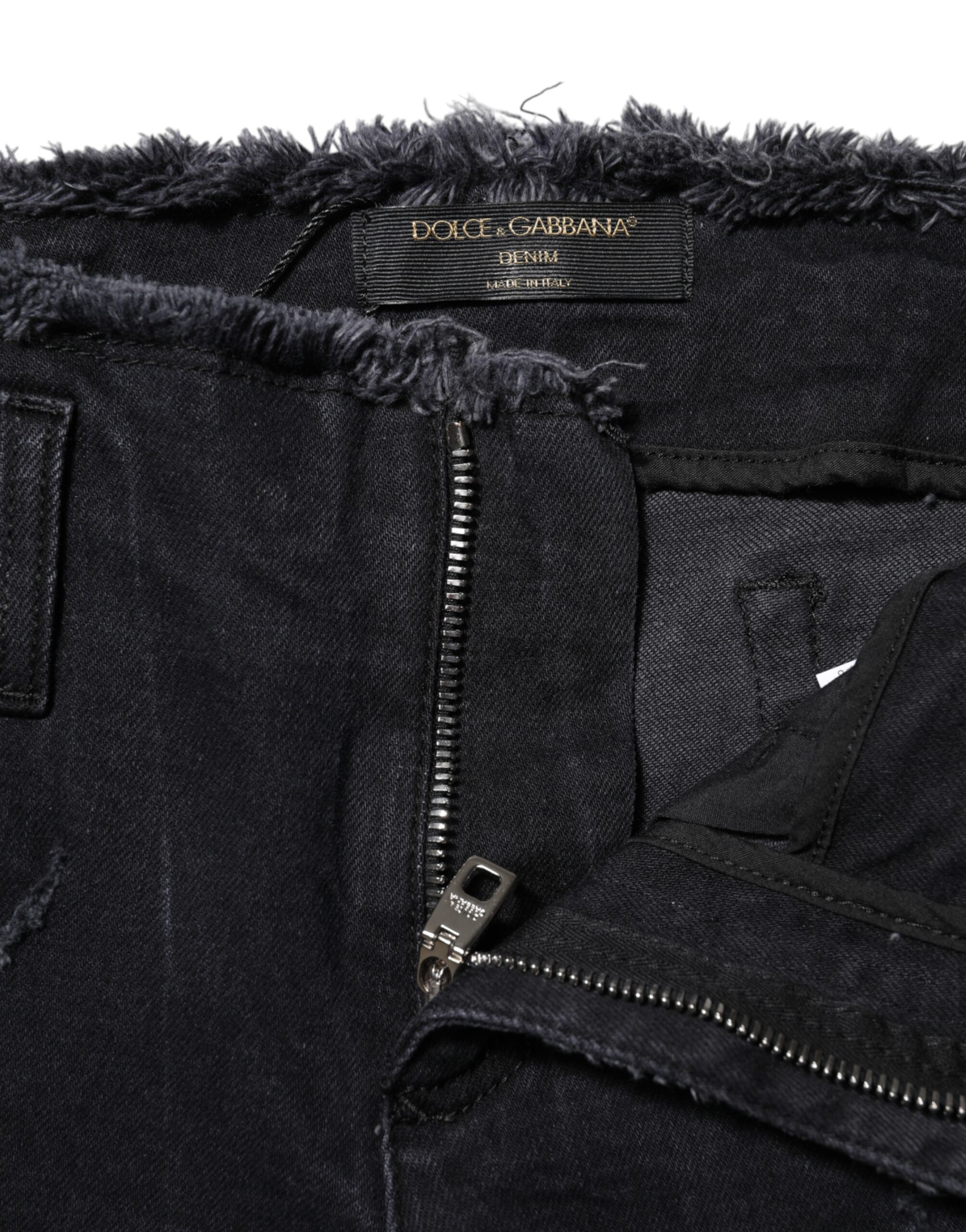 Dolce & Gabbana Black Cotton Tattered Skinny Denim Jeans - Image 4