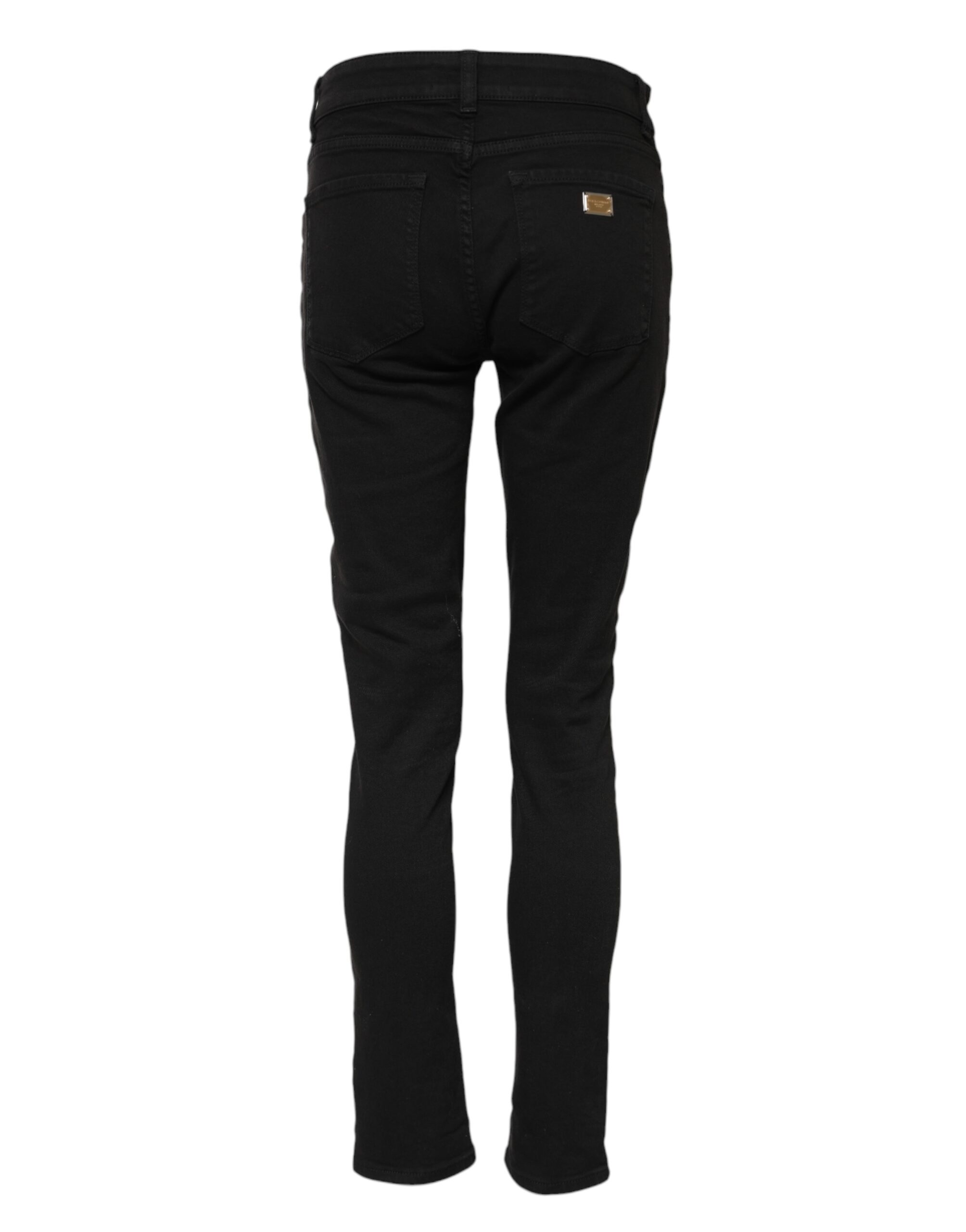 Dolce & Gabbana Black Cotton Skinny Mid Waist Denim Jeans - Image 3