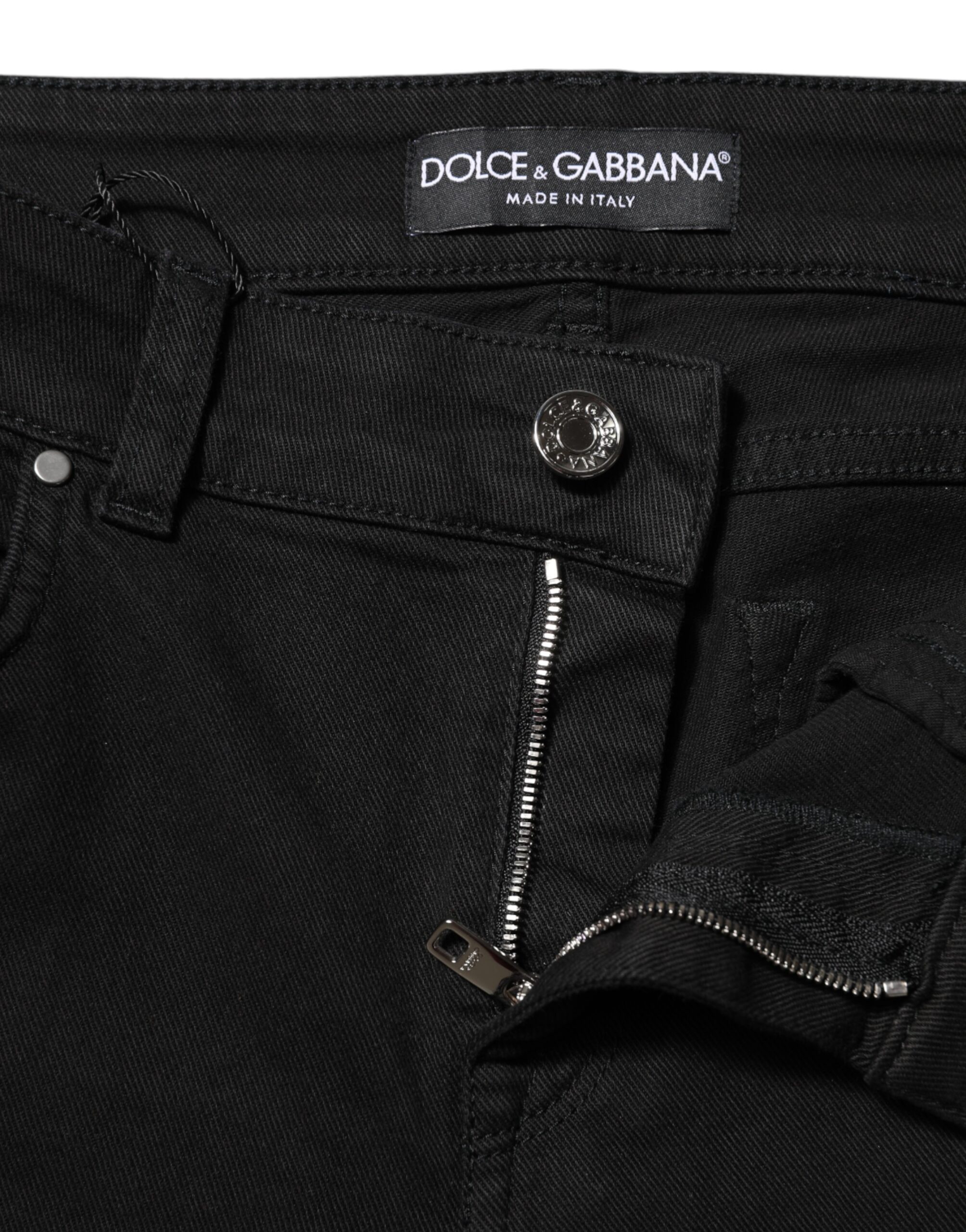 Dolce & Gabbana Black Cotton Skinny Mid Waist Denim Jeans - Image 4