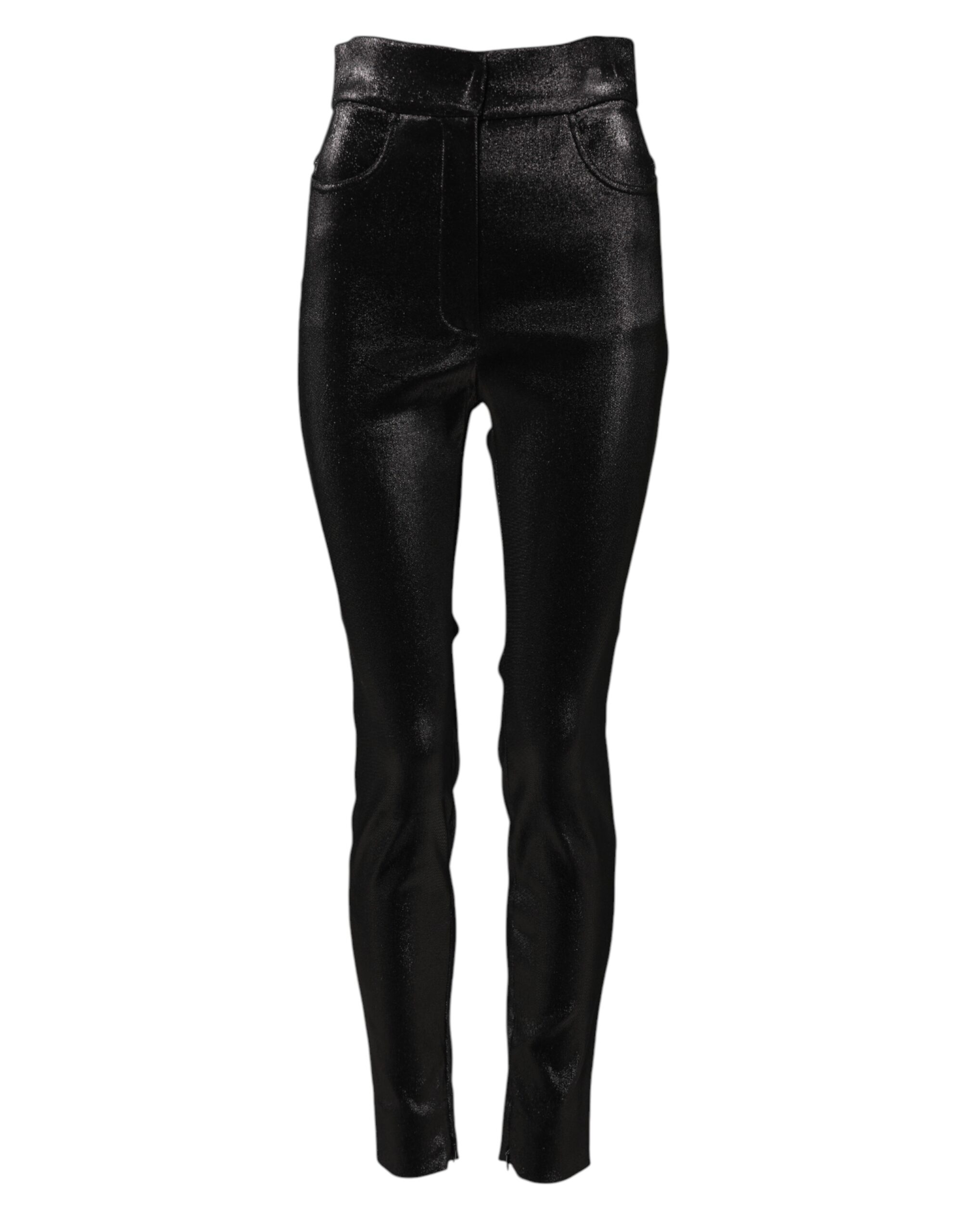 Dolce & Gabbana Black Cotton Stretch Lurex Thread Skinny Pants - Image 2