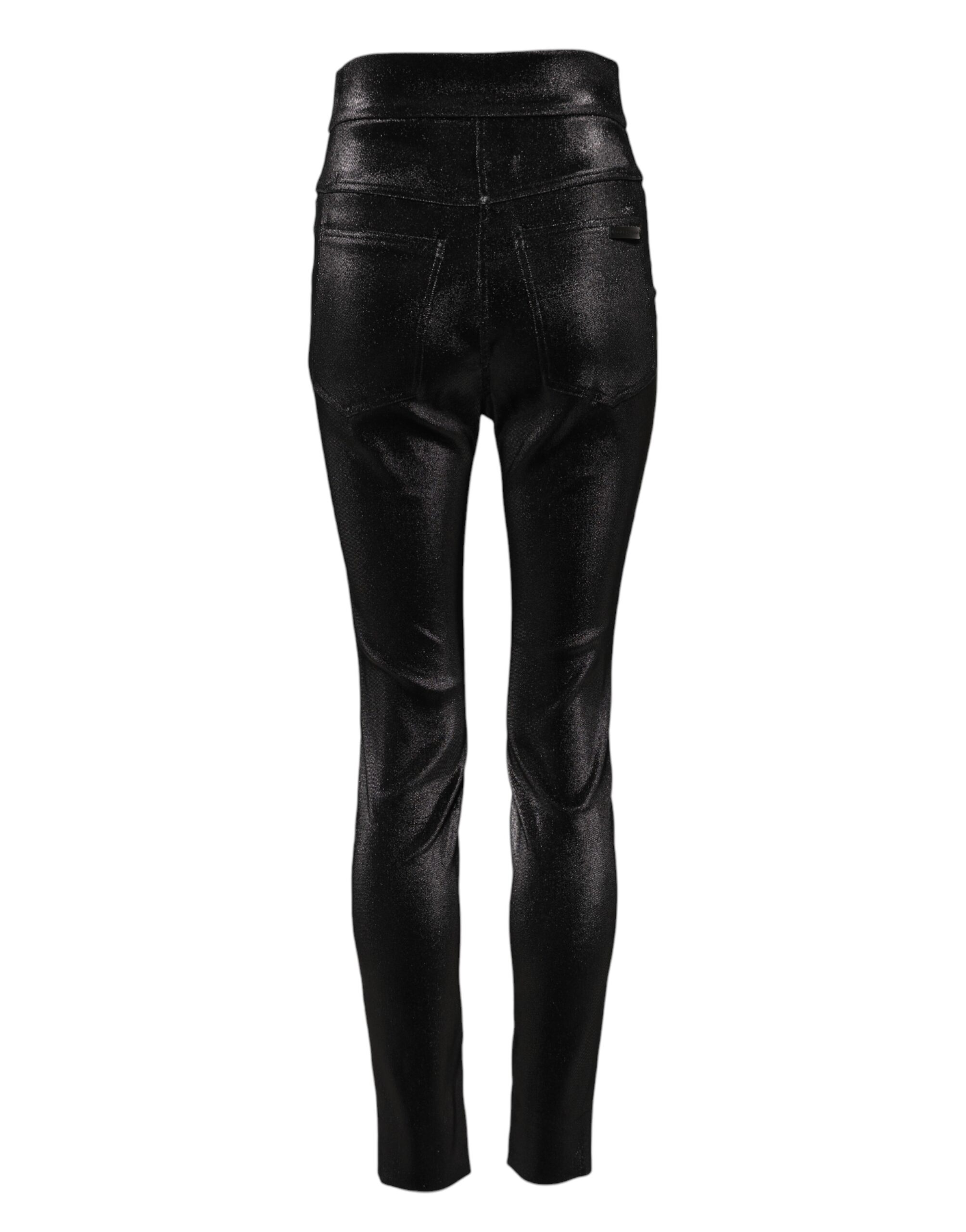 Dolce & Gabbana Black Cotton Stretch Lurex Thread Skinny Pants - Image 3