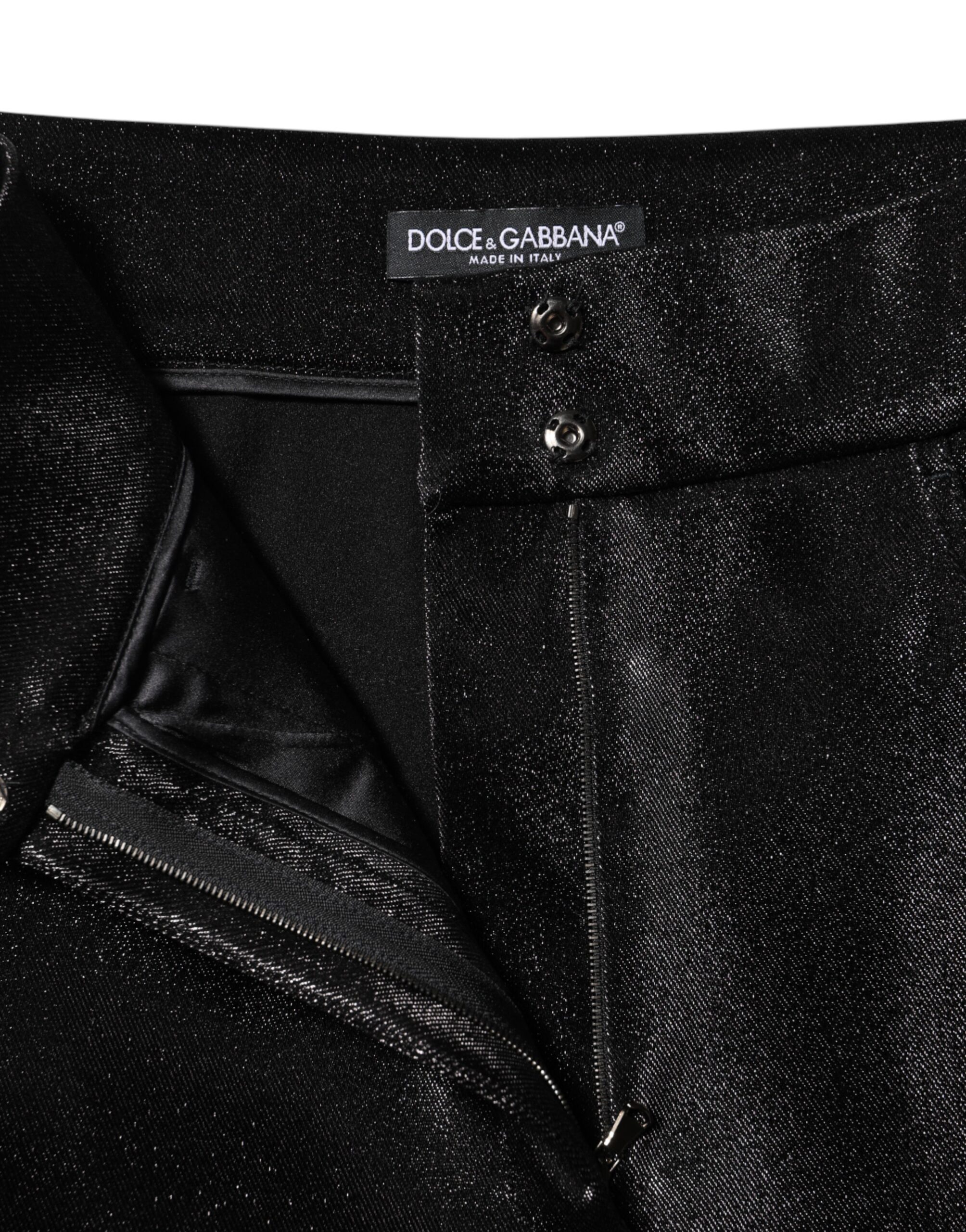 Dolce & Gabbana Black Cotton Stretch Lurex Thread Skinny Pants - Image 4
