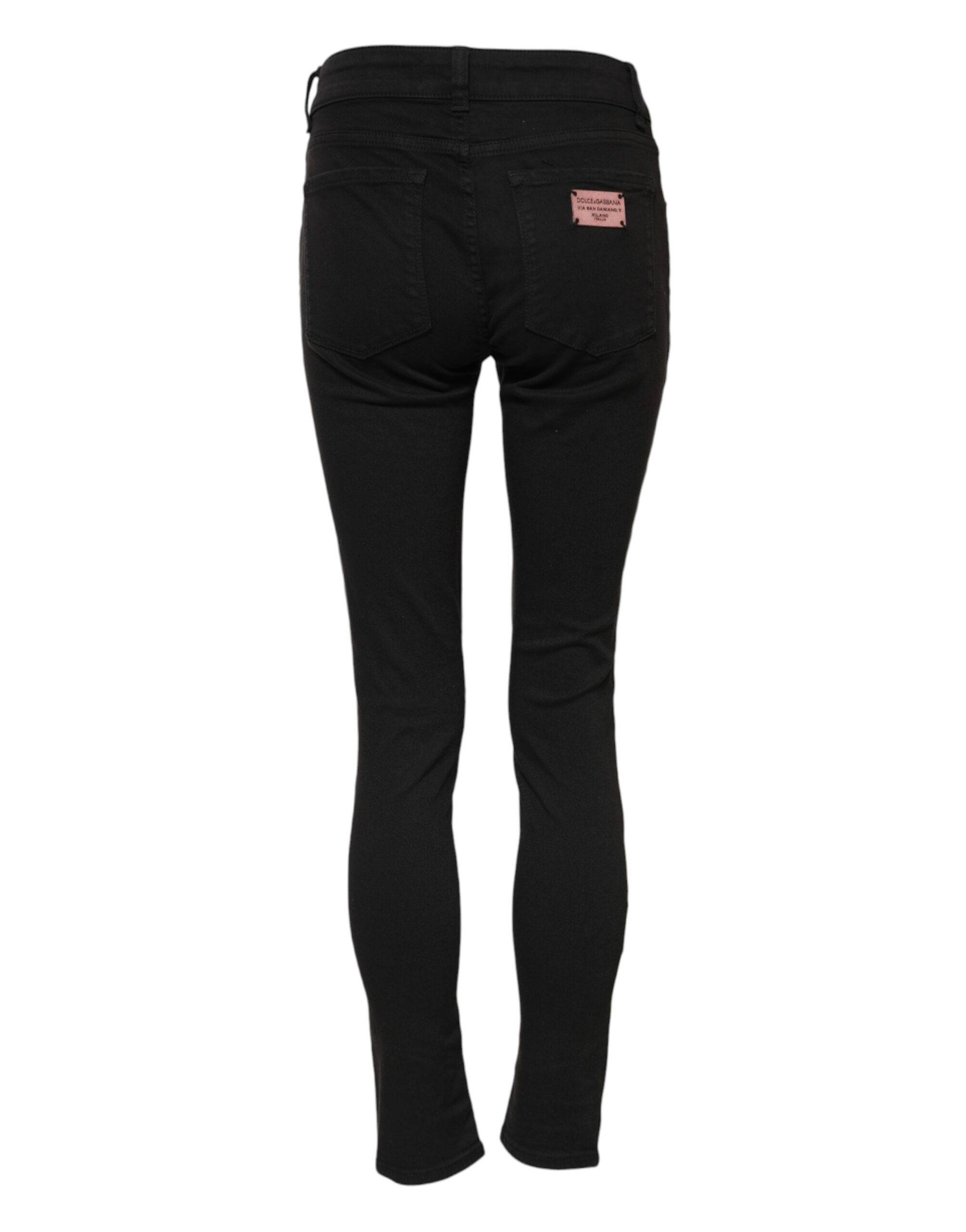 Dolce & Gabbana Black Cotton Skinny Mid Waist Denim Jeans - Image 3