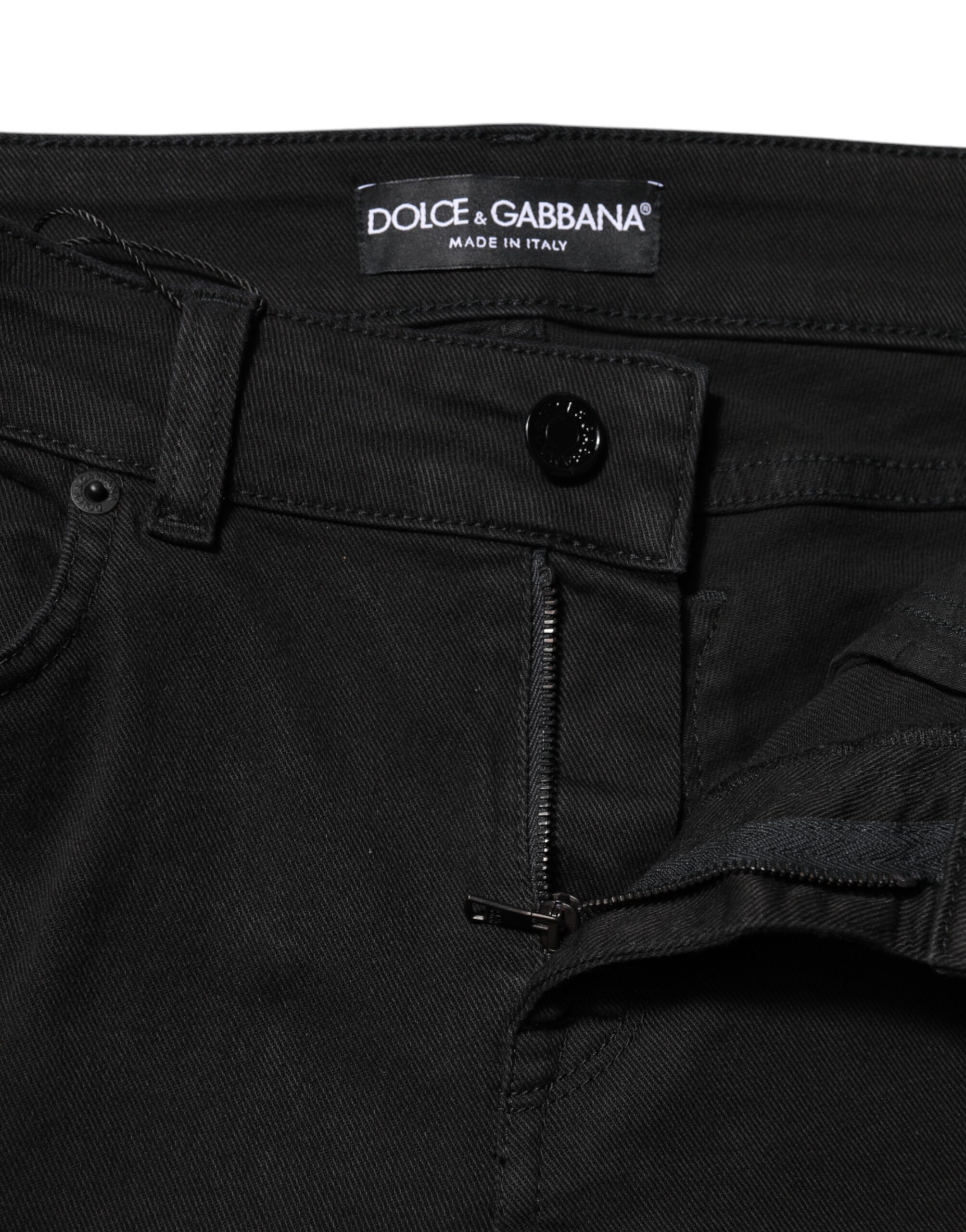 Dolce & Gabbana Black Cotton Skinny Mid Waist Denim Jeans - Image 4