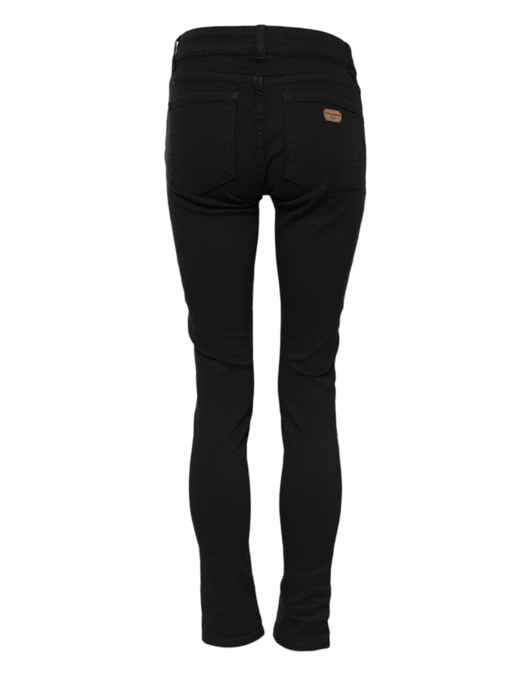 Dolce & Gabbana Black Cotton Skinny Mid Waist Denim Jeans - Image 3