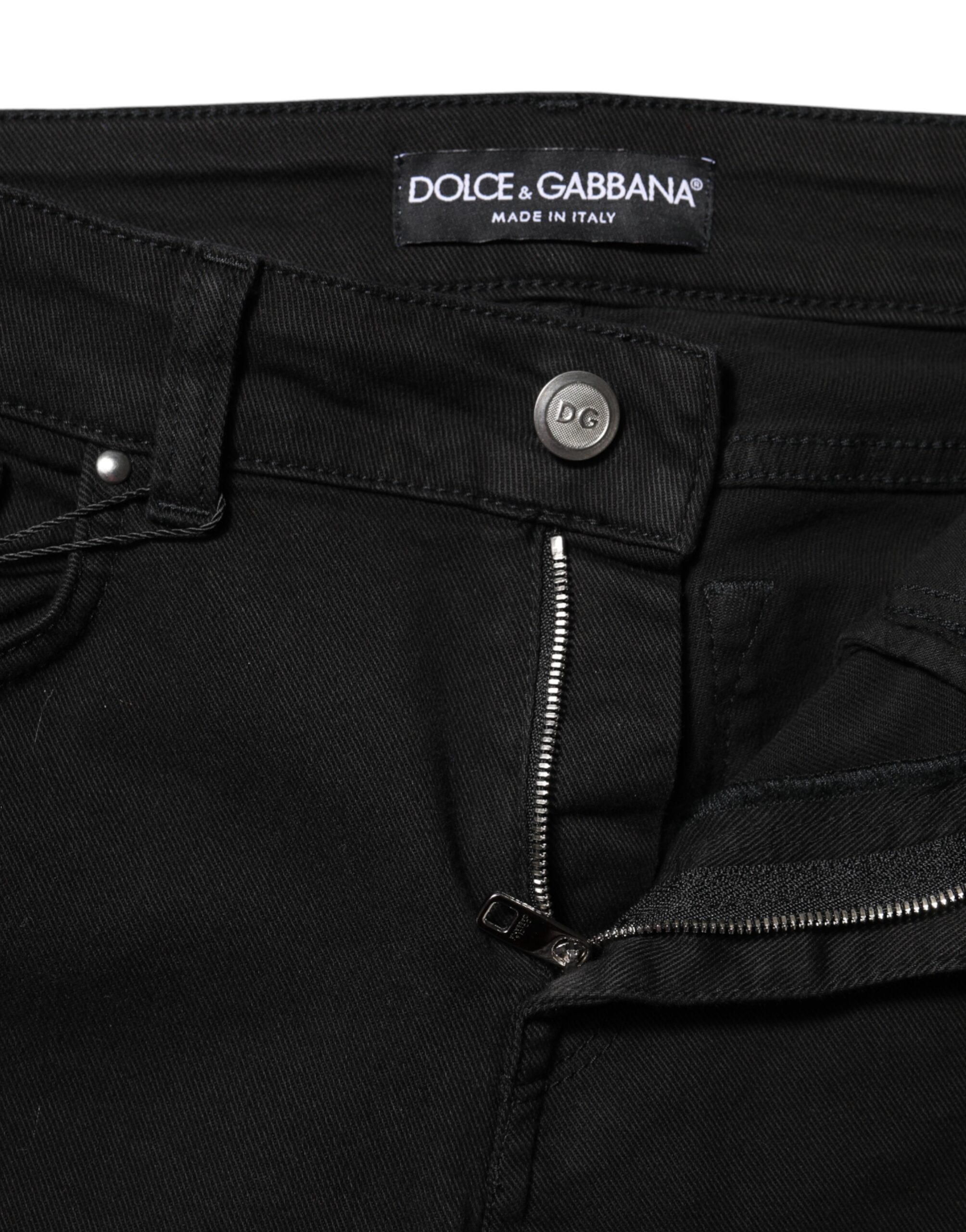 Dolce & Gabbana Black Cotton Skinny Mid Waist Denim Jeans - Image 4