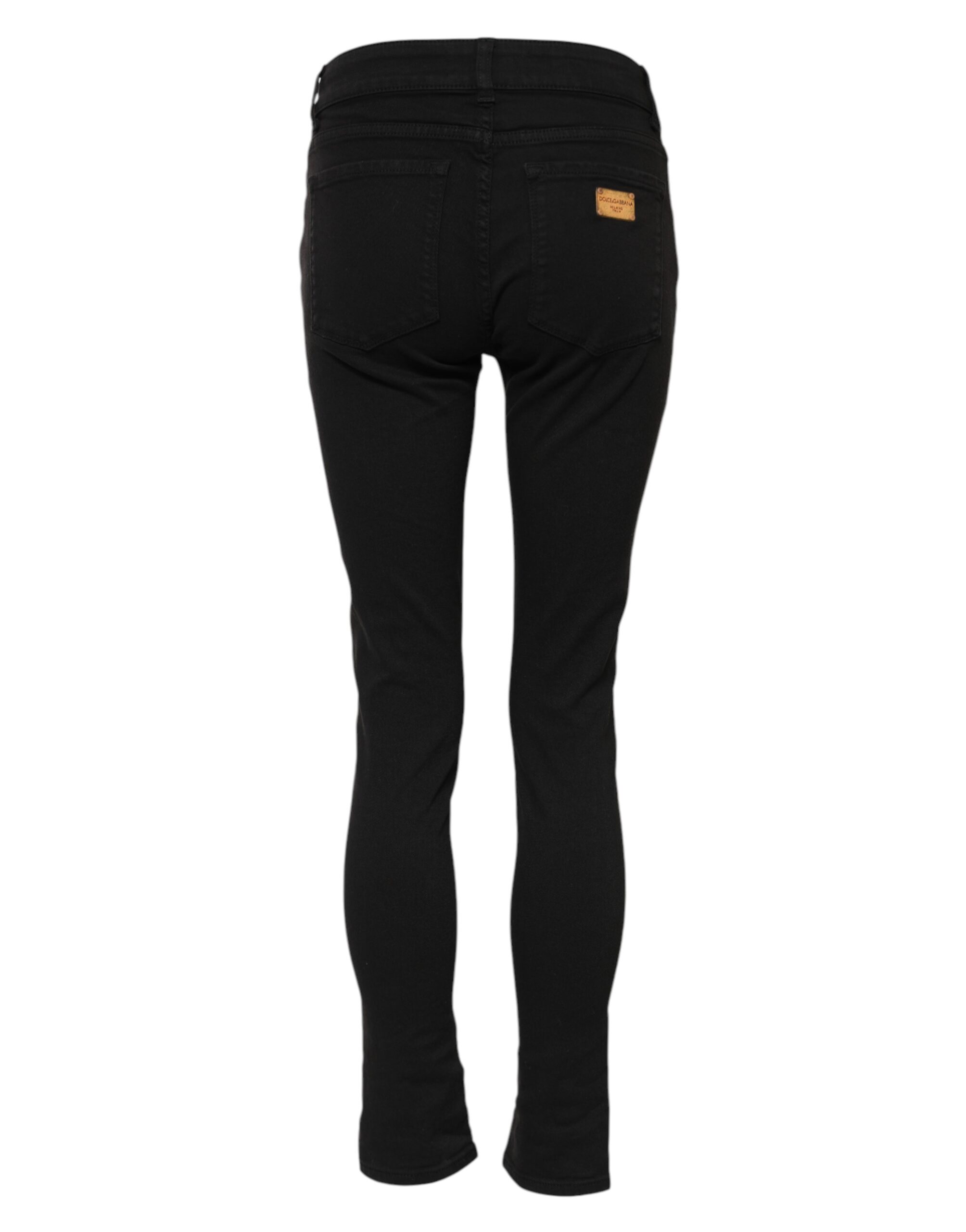 Dolce & Gabbana Black Cotton Skinny Mid Waist Denim Jeans - Image 3