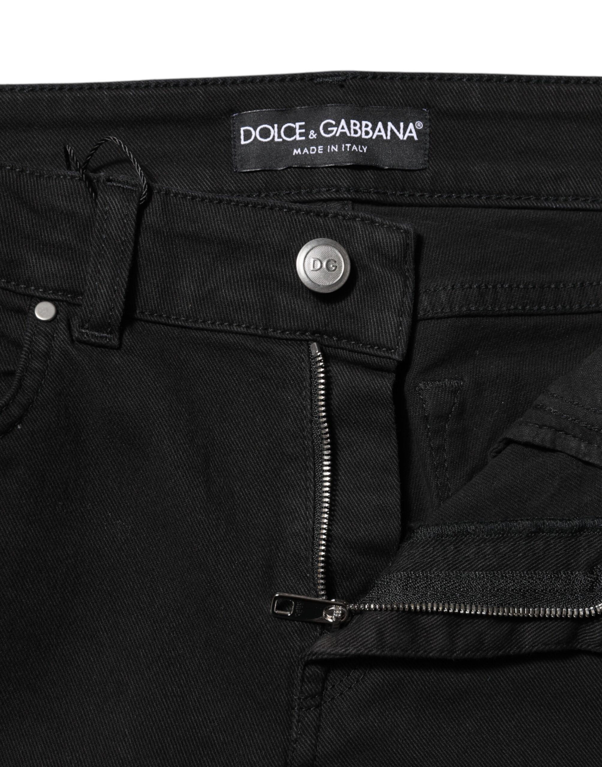 Dolce & Gabbana Black Cotton Skinny Mid Waist Denim Jeans - Image 4