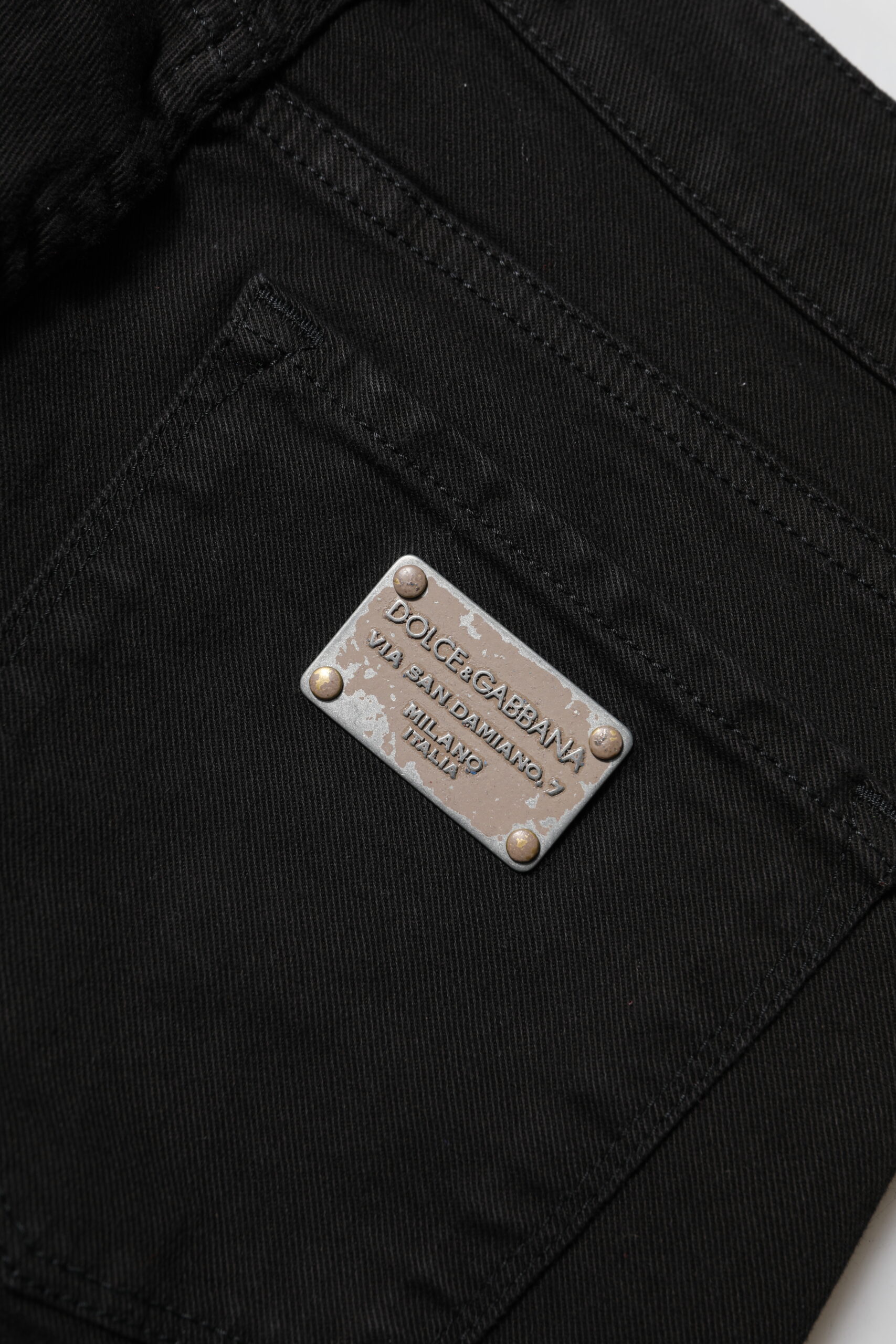 Dolce & Gabbana Black Cotton Logo Skinny Mid Waist Denim Jeans - Image 5