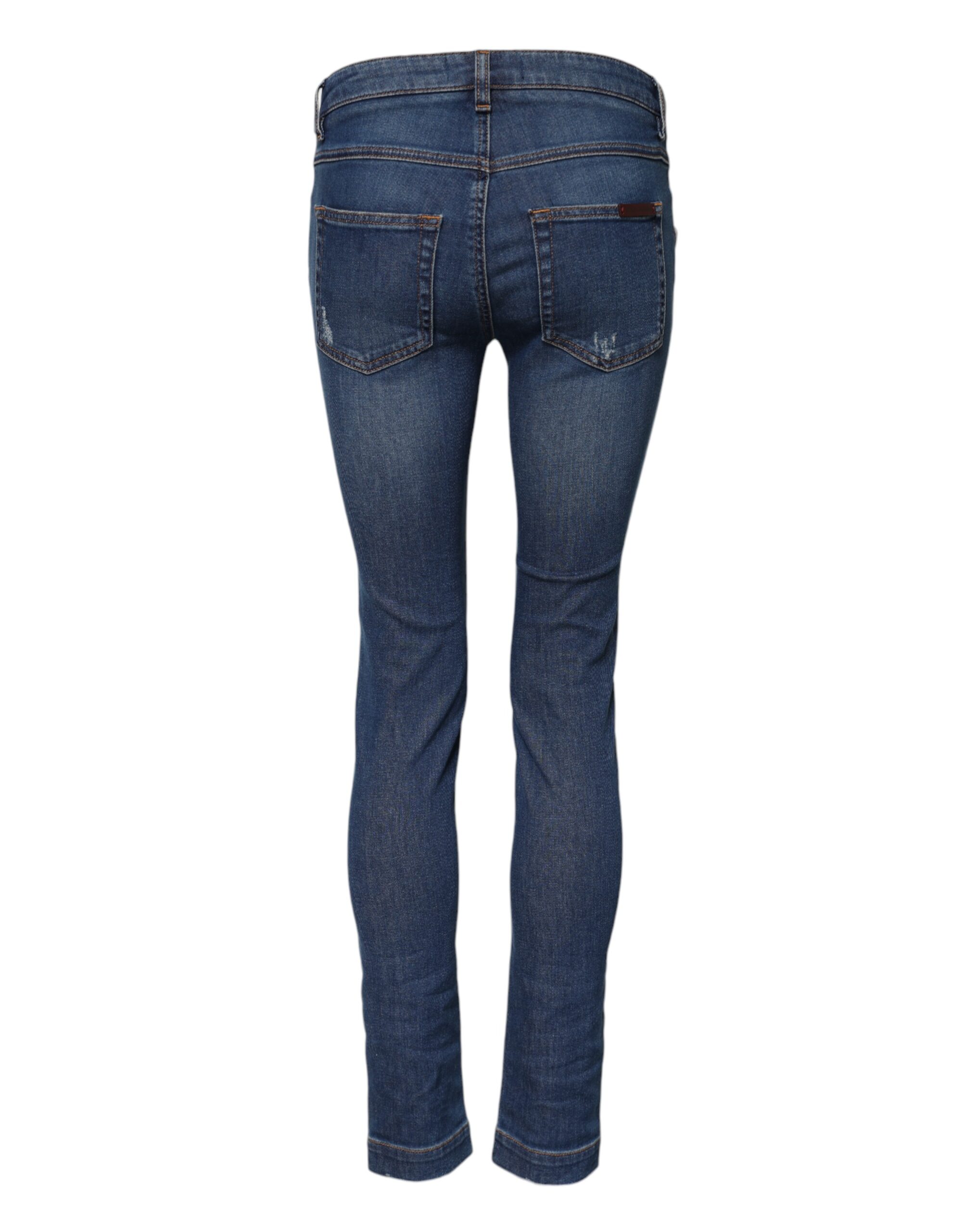 Dolce & Gabbana Blue Cotton Low Waist Skinny Denim Jeans - Image 3