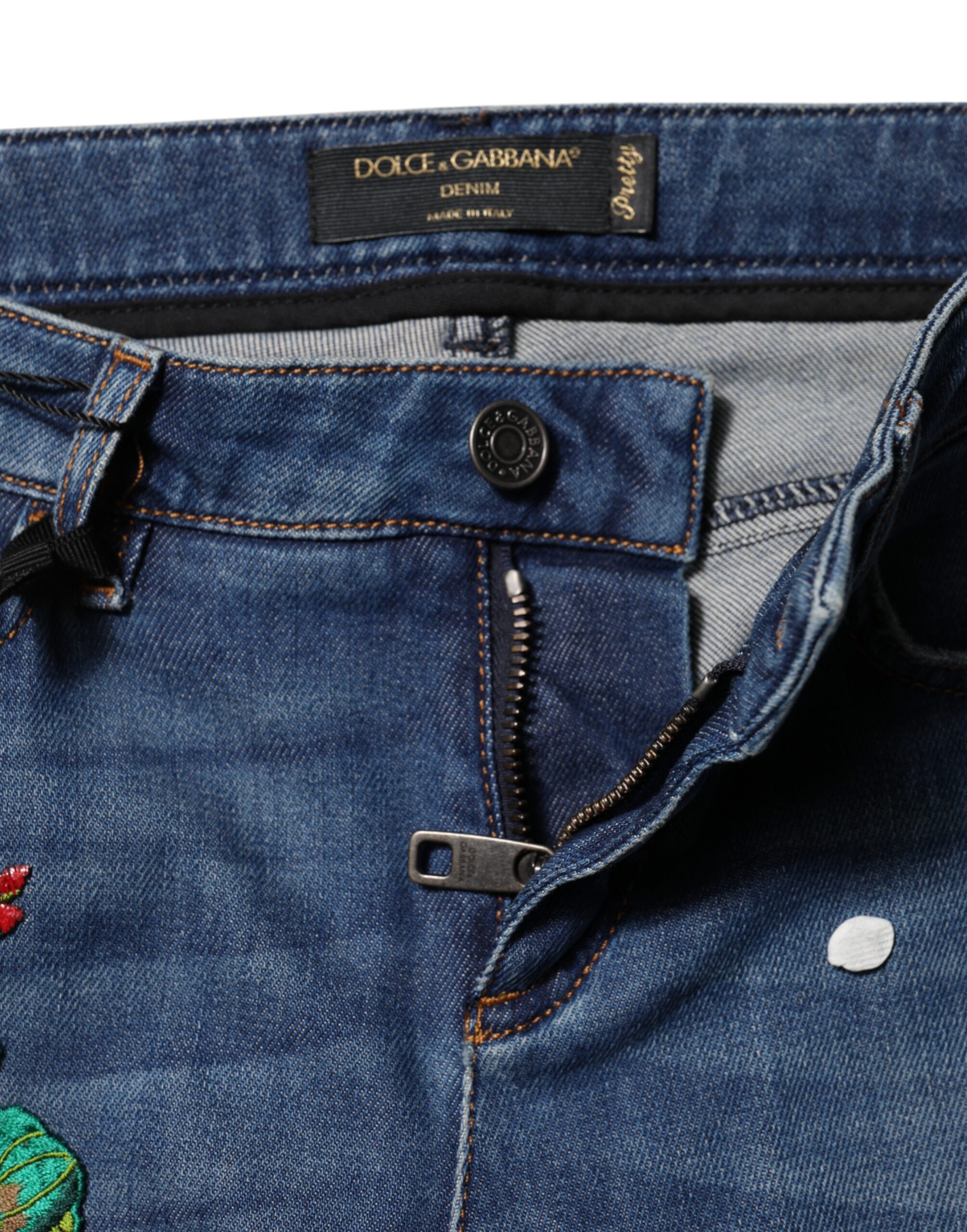 Dolce & Gabbana Blue Cotton Low Waist Skinny Denim Jeans - Image 4