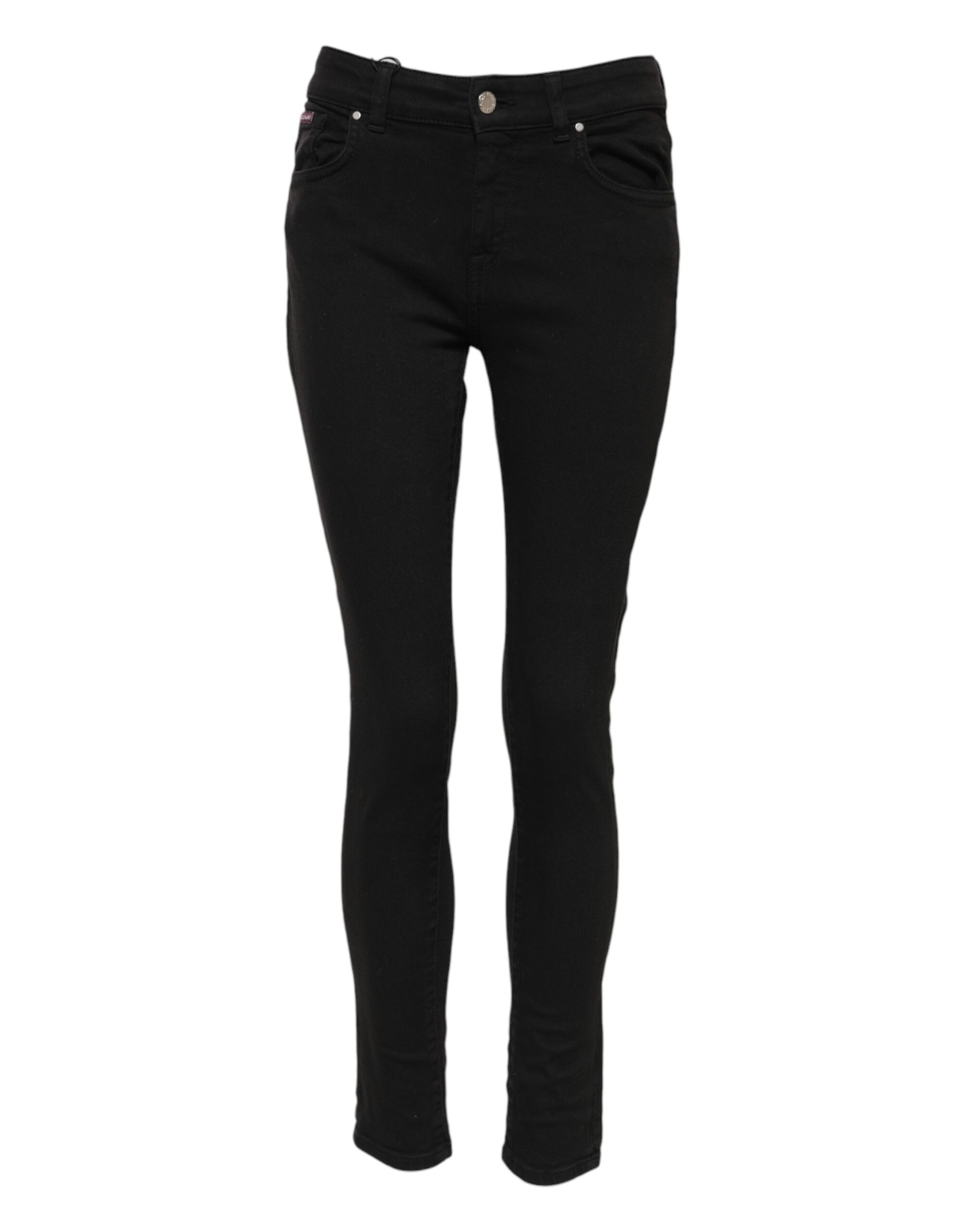 Dolce & Gabbana Black Cotton Logo Skinny Mid Waist Denim Jeans - Image 2