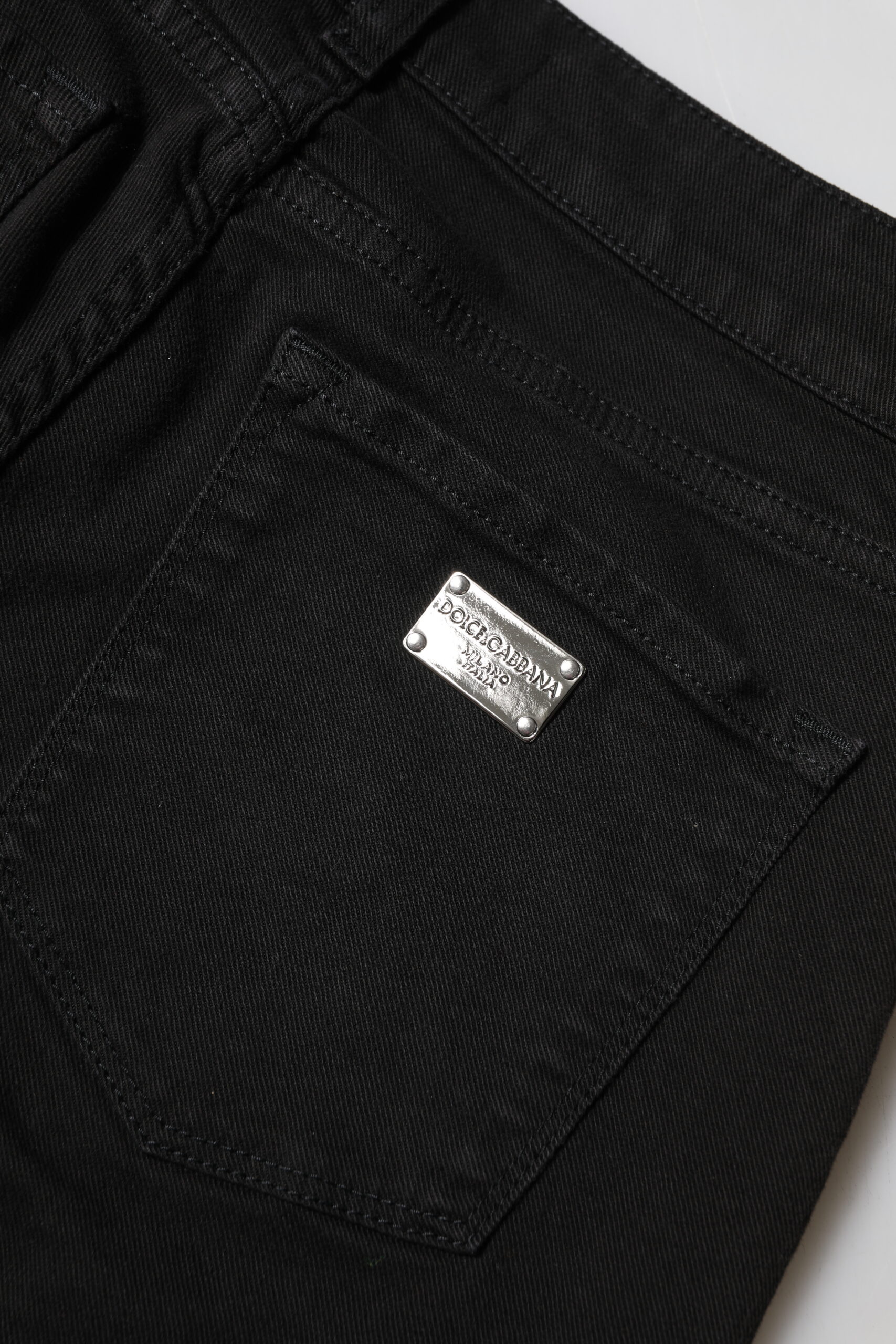 Dolce & Gabbana Black Cotton Logo Skinny Mid Waist Denim Jeans - Image 5