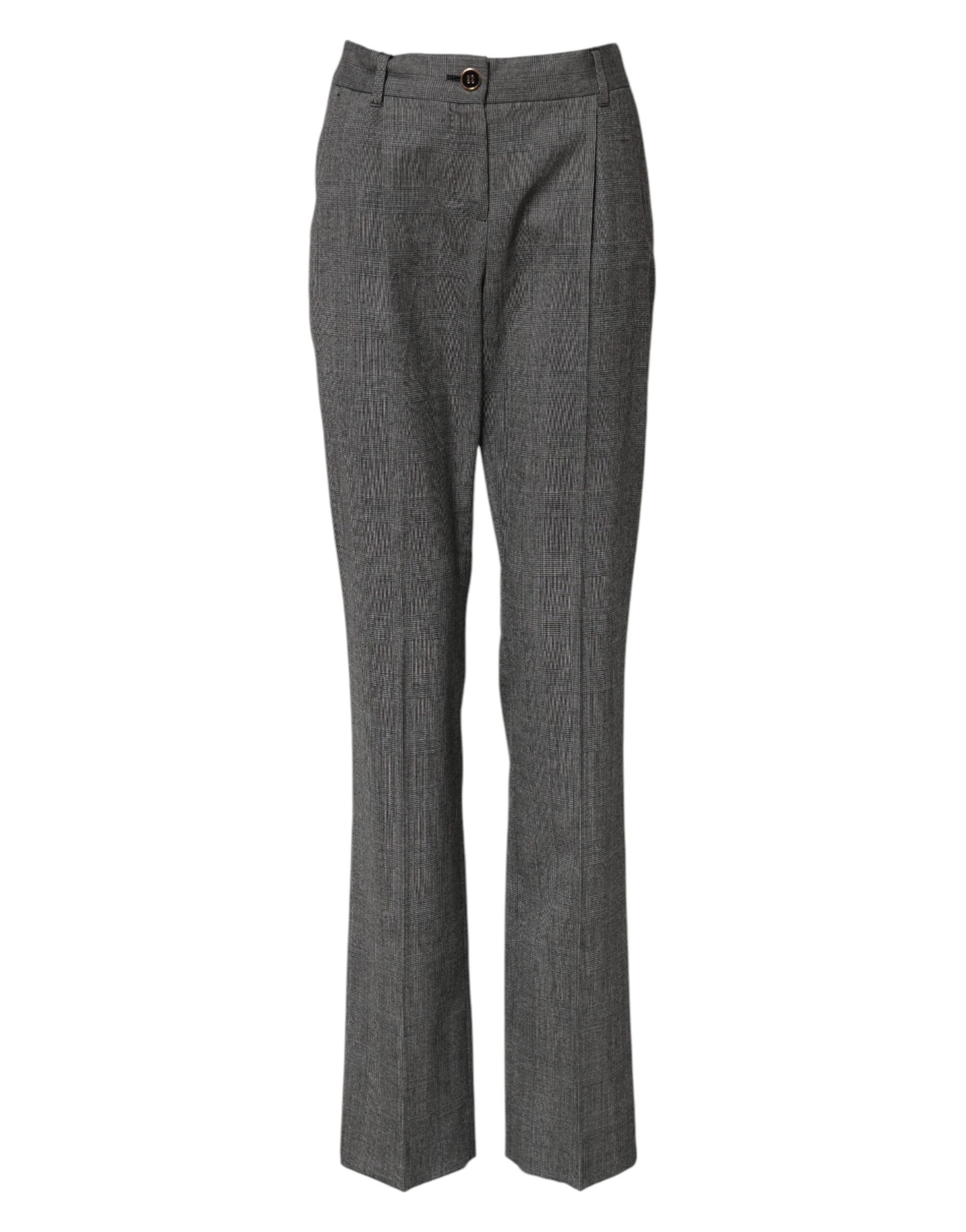 Dolce & Gabbana Gray Checkered High Waist Flared Pants - Image 2