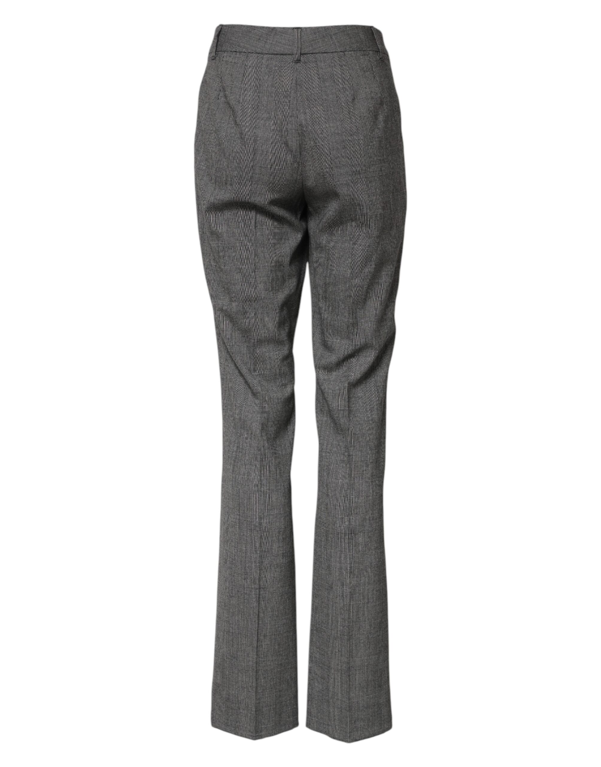 Dolce & Gabbana Gray Checkered High Waist Flared Pants - Image 3