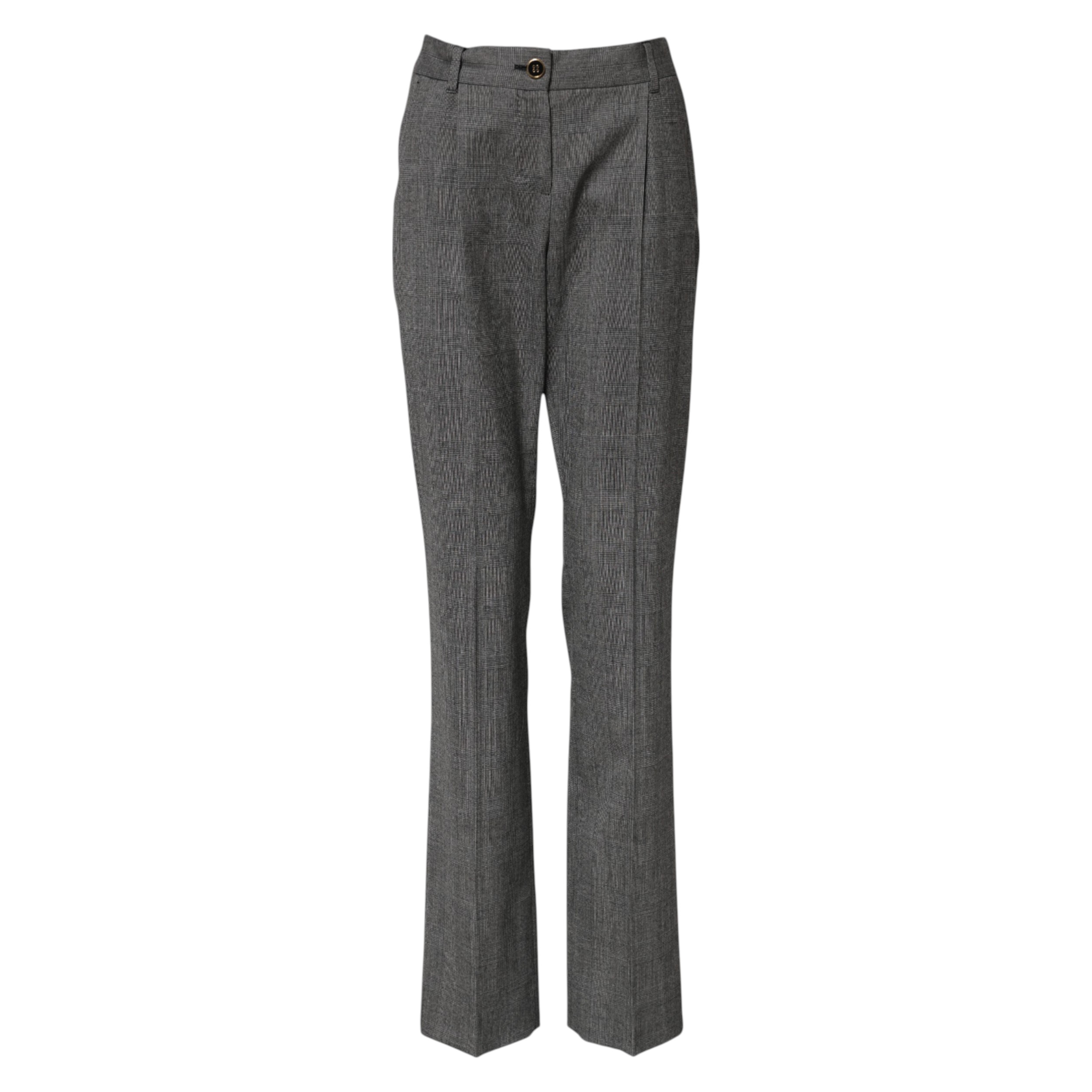Dolce & Gabbana Gray Checkered High Waist Flared Pants - Image 5